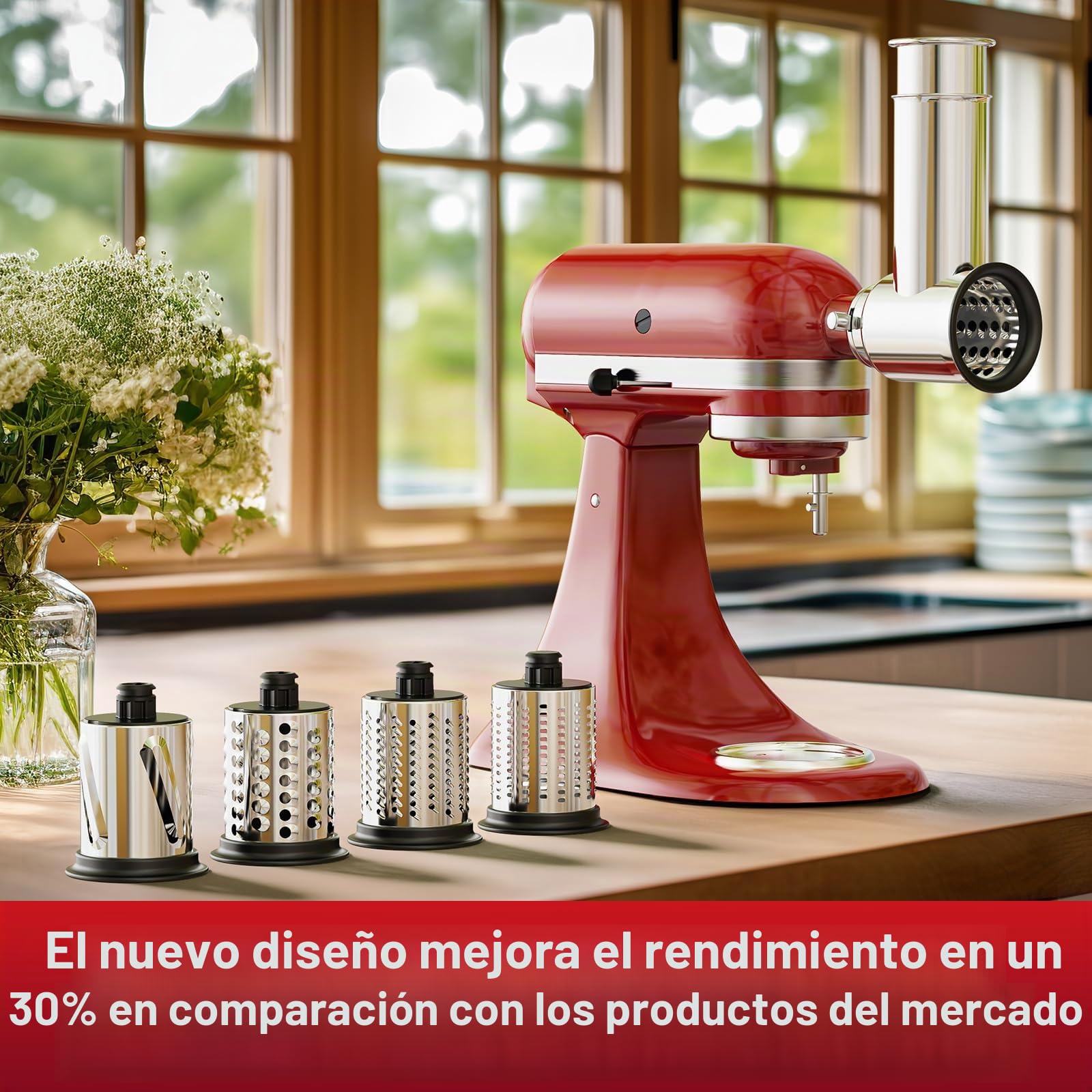 GVODE Accesorio Rallador de Acero Inoxidable para KitchenAid, Rallador de Queso y Verduras