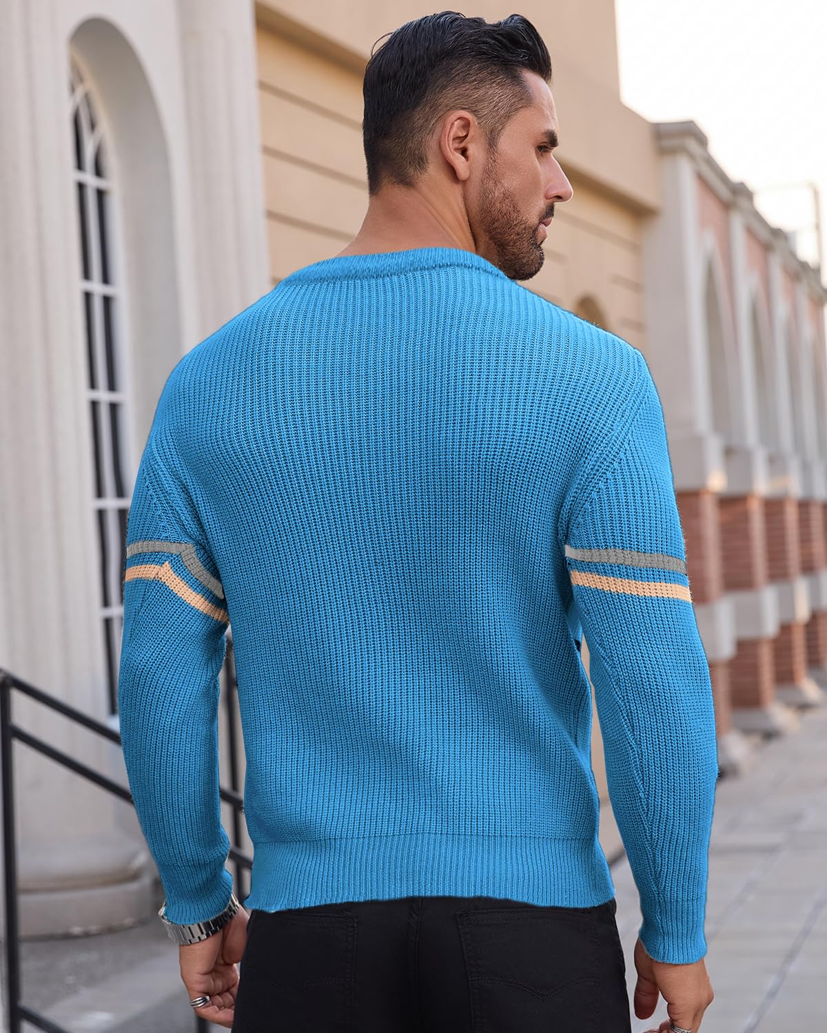 crazy bean Maglione Uomo Invernale Collo Rotondo Maglia Dolcevita Patchwork Felpa Lupetto Lupetto a Maglia Slim Fit