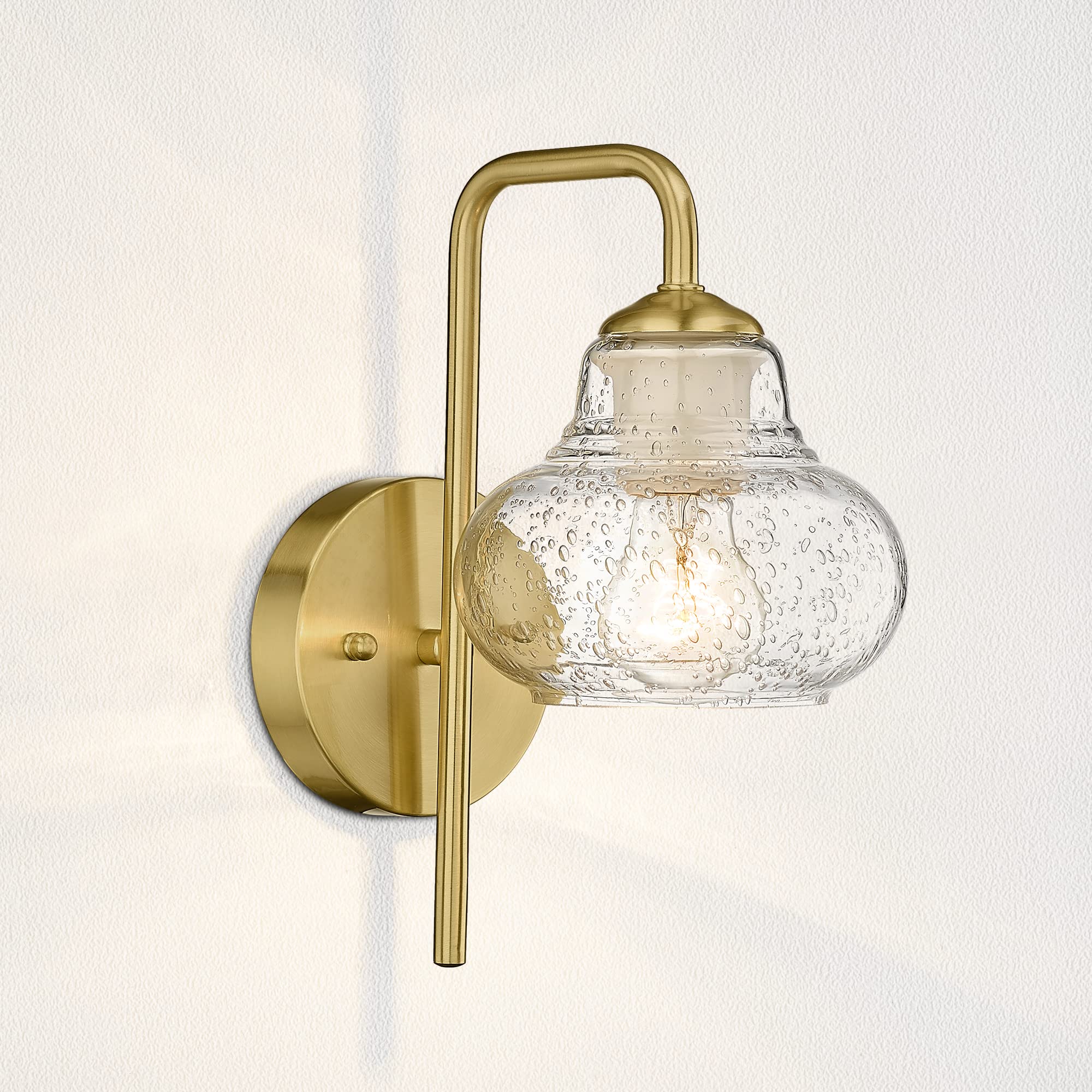 Photo 1 of **2 PACK**  ELYONA Modern Bathroom Vanity Light Fixtures, Farmhouse Wall Sconces Bubble Glass Shade & Brushed Gold Metal Base, Industrial Wall Mount Lamps for Bedroom Kitchen Living Room Hallway Gold-2