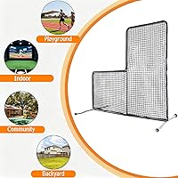Vista 5 de Gagalileo Baseball L-Screen Protective Pitching Net 7x7FT Portable for Batting Cage Backyard Practice - Coaches Parents Youth Training Beisbol