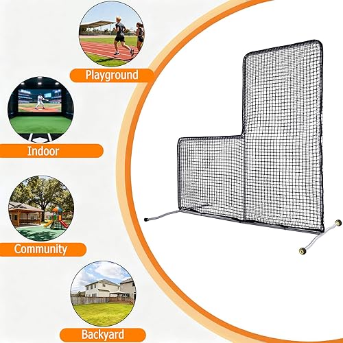 Miniatura 5 de Gagalileo Baseball L-Screen Protective Pitching Net 7x7FT Portable for Batting Cage Backyard Practice - Coaches Parents Youth Training Beisbol