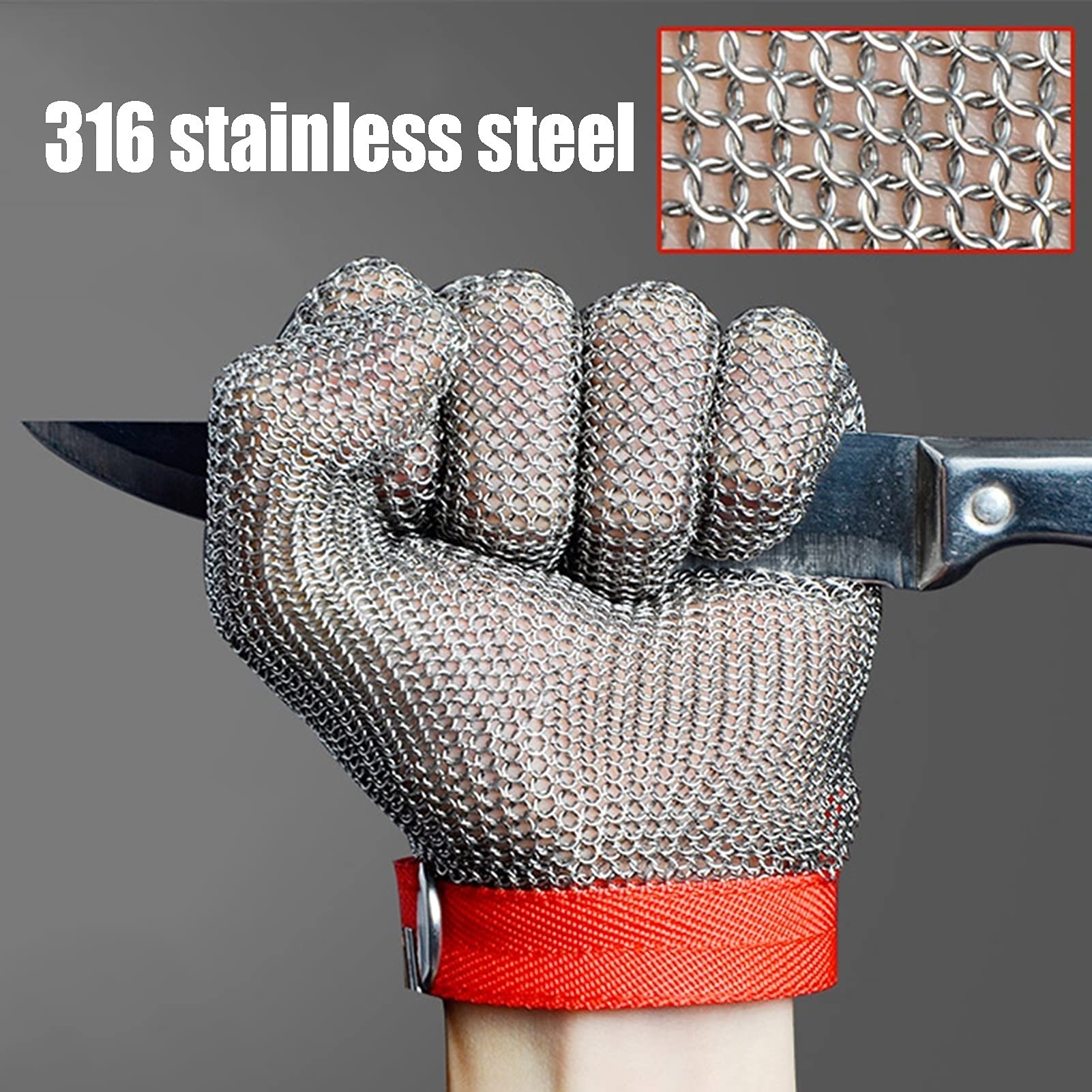 Gartenhandschuhe Stahldrahthandschuhe Schnittfeste Handschuhe, Sicherheits-Arbeitshandschuhe, Stichfeste Schutzhandschuhe Für Die Gartenküche Metzger-Schneider, 6 Größen (Size : XS)