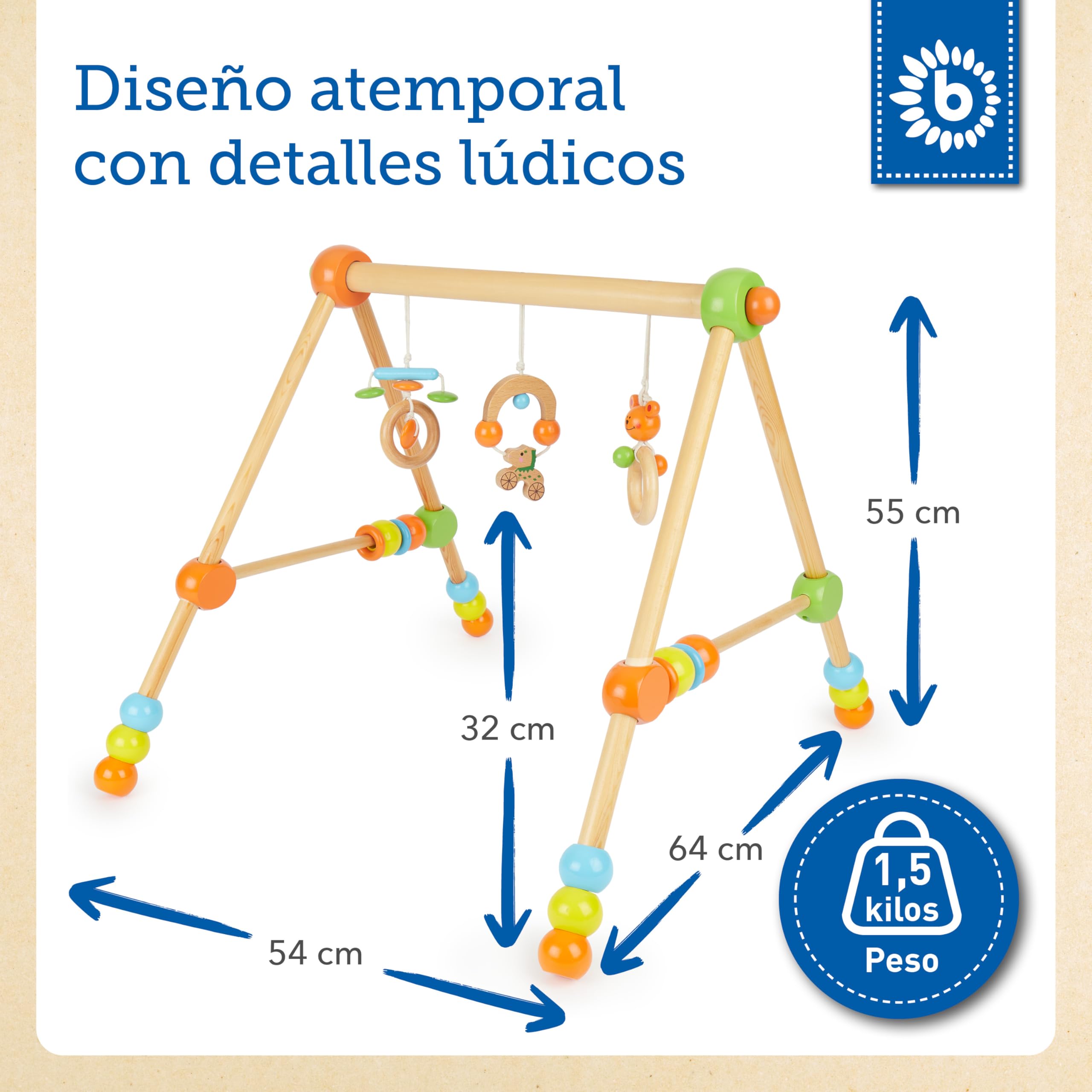 BIECO Gimnasio Actividades Bebe | Gimnasio Bebe Madera | Arco Actividades Bebe | Gimnasio Bebe Montessori de Actividades