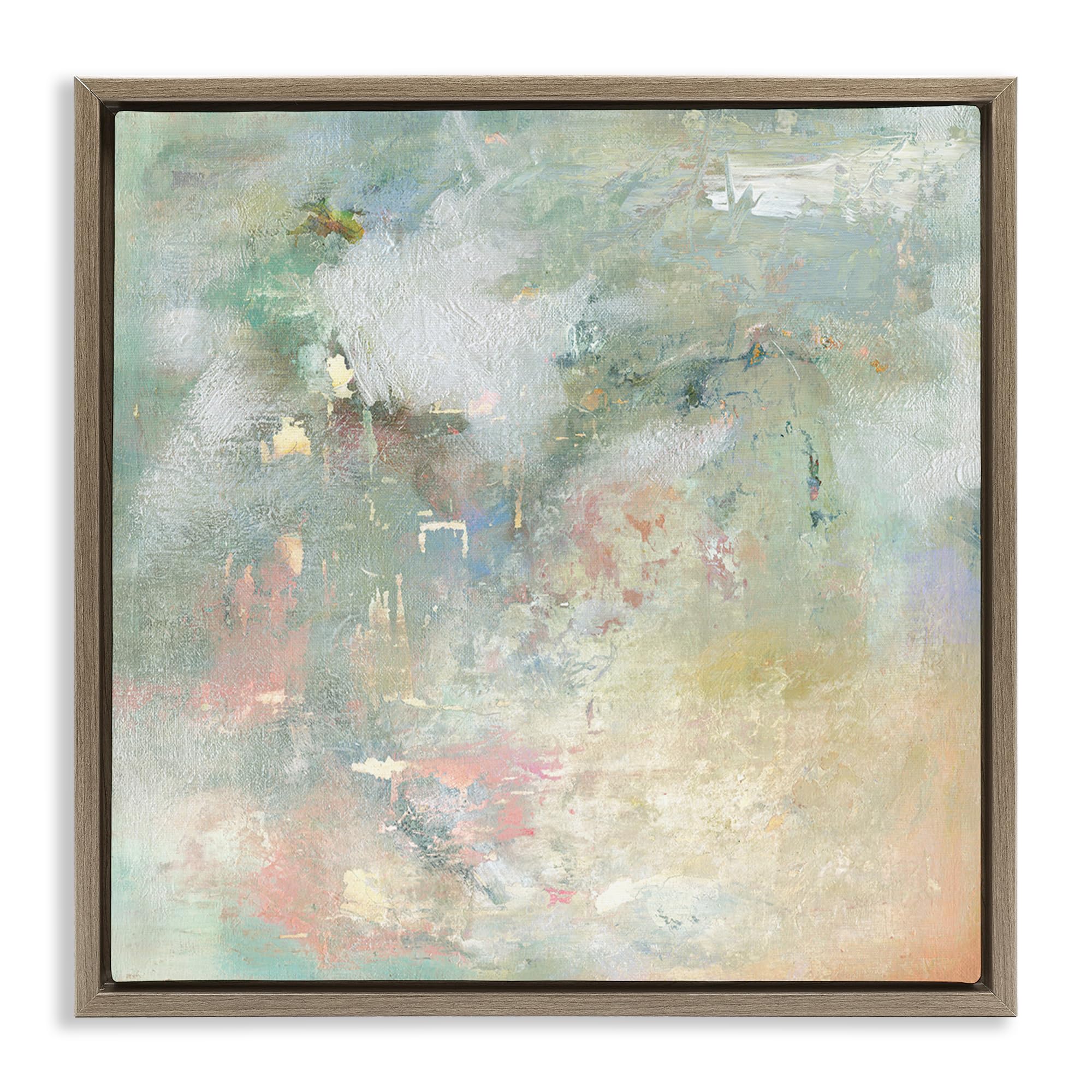 Stupell Industries Ethereal Pastel Brush Harmony 'Ethereal Brushstroke Harmony', Floating Frame Canvas Art, Brown, 18 X 18 Inches, Easy To Hang And Sturdy, Made In Usa, By Carol Robinson