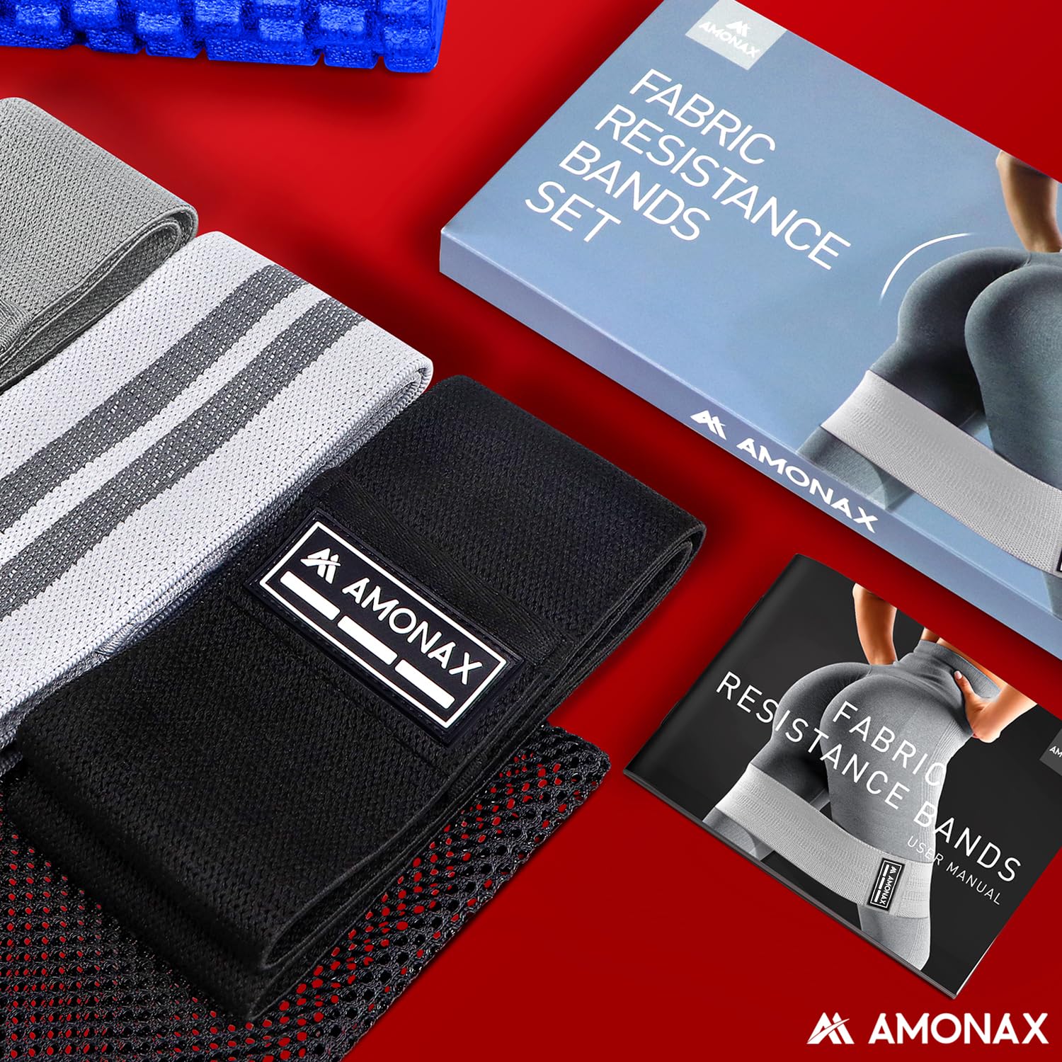 Amonax Fasce Elastiche Fitness in Tessuto da Donna, Glute Band Elastici Fitness, Booty Band Fasce per Esercizi Squat, Fitness Attrezzi Casa, Bande Fitness Fianchi e Gambe