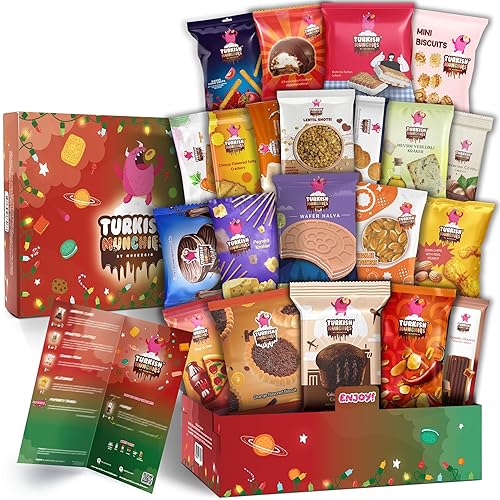 Maxi International Snack Box | Premium Exotic Foreign Snacks | Unique Snack Food Gifts Included | Celebration Theme | Candies from Around the World | 21 Full-Size + 1 Bonus Snacks - Maxi Red
