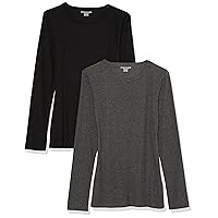 Amazon Essentials Top Girocollo in Maglia a Costine a Maniche Lunghe vestibilità Slim