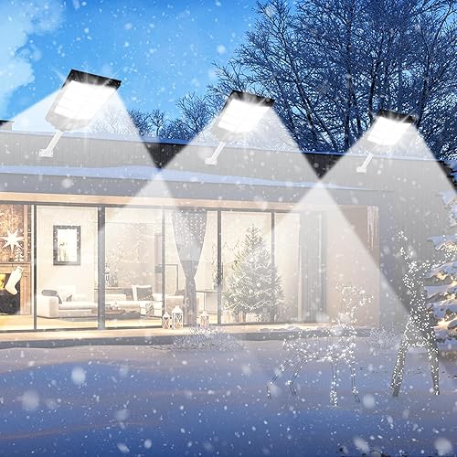 Miniatura 10 de Farolas solares de 1300 W, luces solares para exteriores, 7000 K, luz solar para exteriores, impermeable, IP67 con sensor de movimiento y control