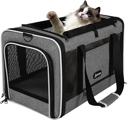 Miniatura 36 de Transportador para gatos de 18 x 11 x 11 pulgadas, bolsa de viaje para mascotas de lados suaves de más de 15 libras, jaula portátil para perros