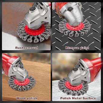 Idong Wire Wheel for Angle Grinder, 100mm Twist Knot Wire Brush Angle Grinder Set with Thread M14 x 2, Flex Steel Disc Brush
