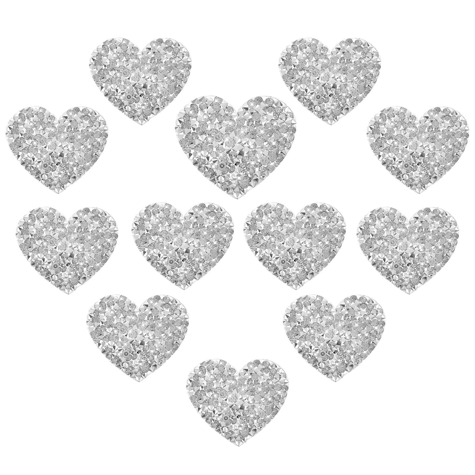 Teaaha12 PCS Chrome Heart Patches - Iron On Appliques for Clothing, DIY Crafts, Wedding Decoration
