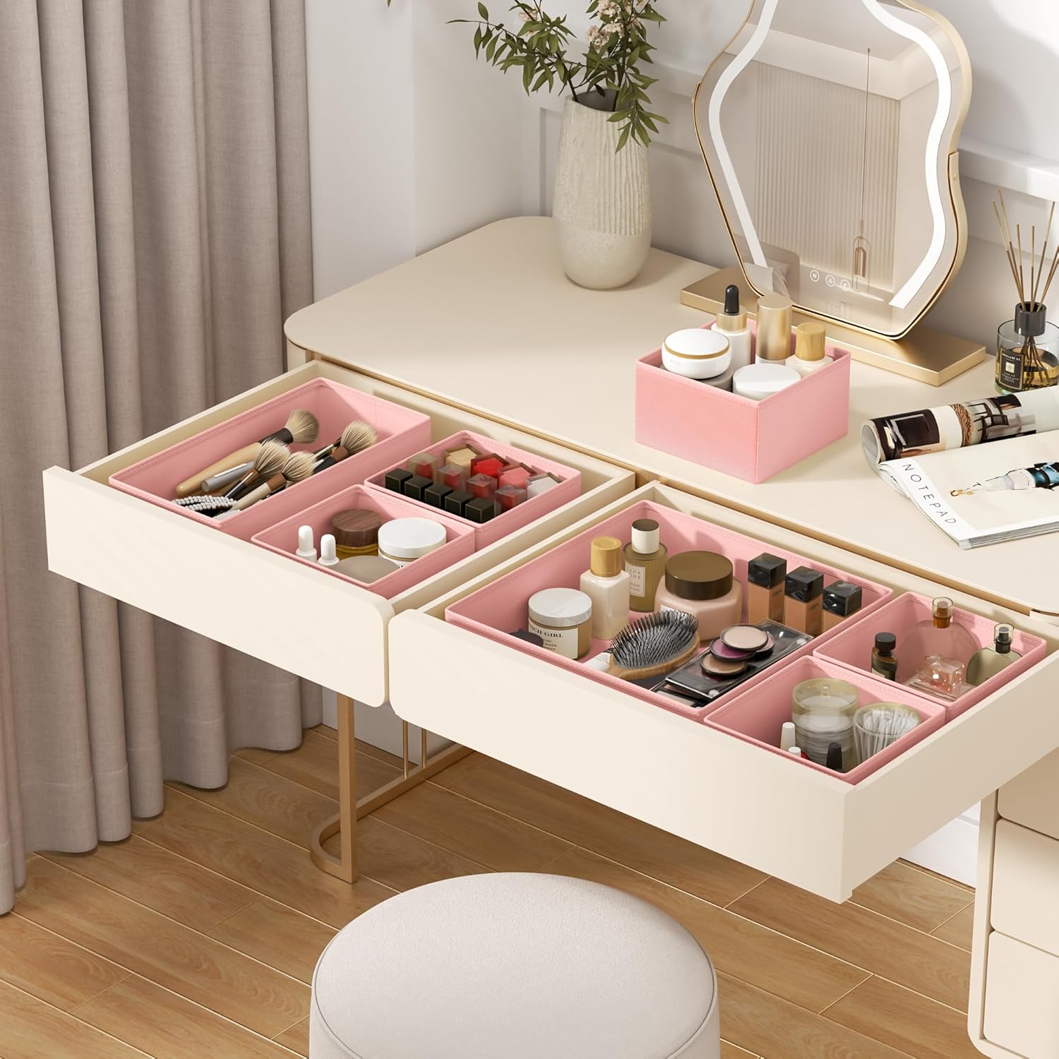 DIMJ Drawer Organizer Clothes - 18 Pack Closet Drawer Organizer Bins for Baby Clothes Storage, Fabric Dresser Organizer for Nursery Bedroom, Foldable Small Drawer Dividers for Underwear Socks