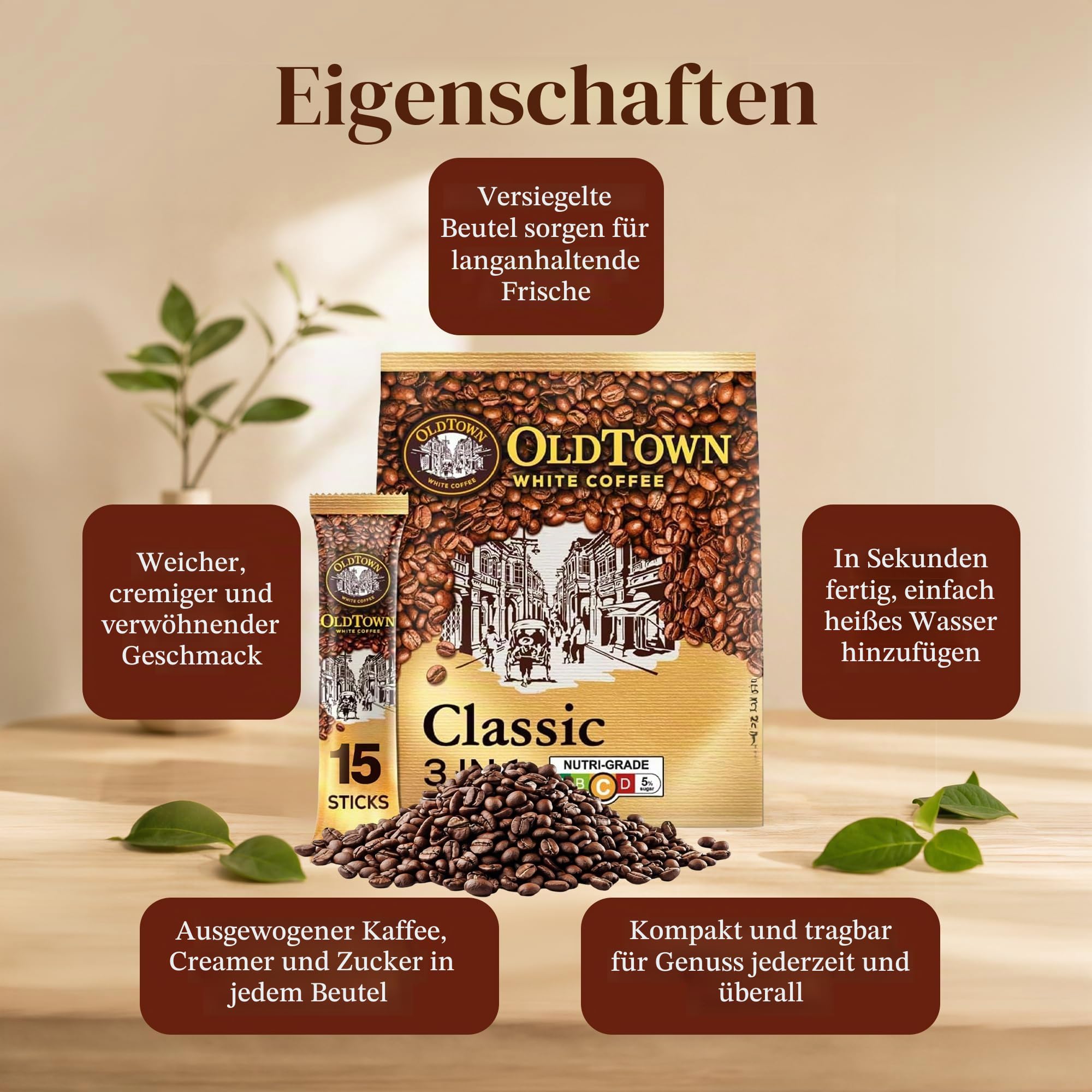 Old Town weiß Kaffee 3 in 1 Klassisch 600g