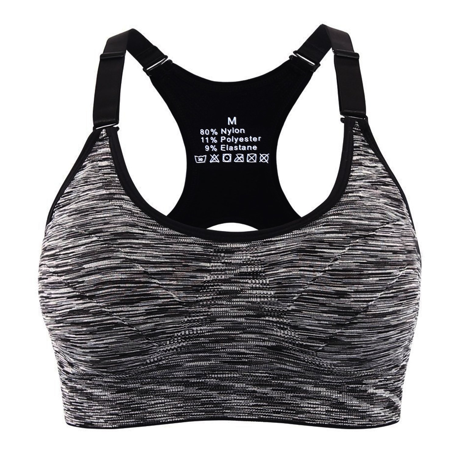 Aibrou Women’s Sports Bras Remove Padded Pullover Open-Back High Impact Support Run Bra for Running, Yoga, Aerobics and More