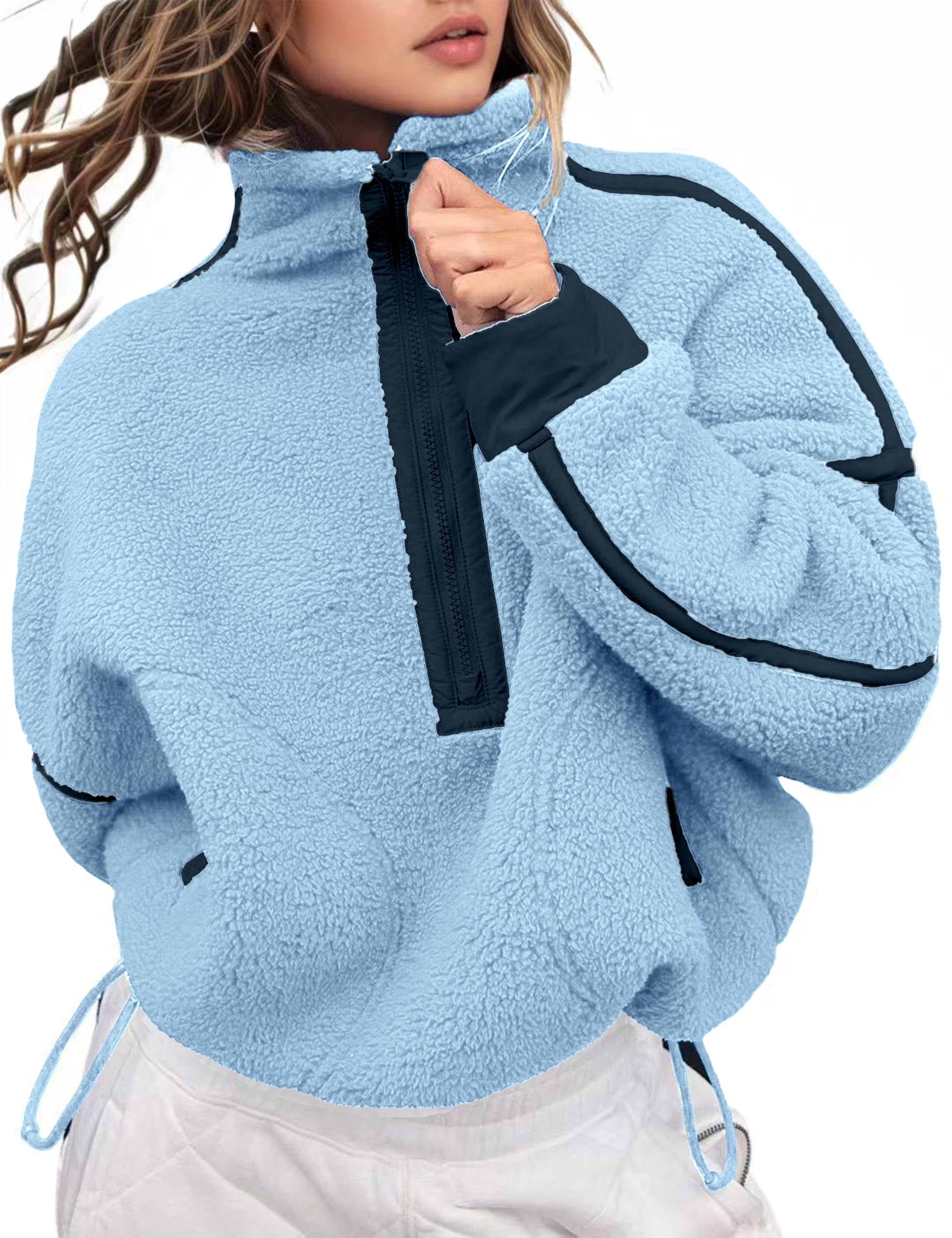 Amazon.com: Kumufenc Women's Fleece Sweatshirts Half Zip Pullover