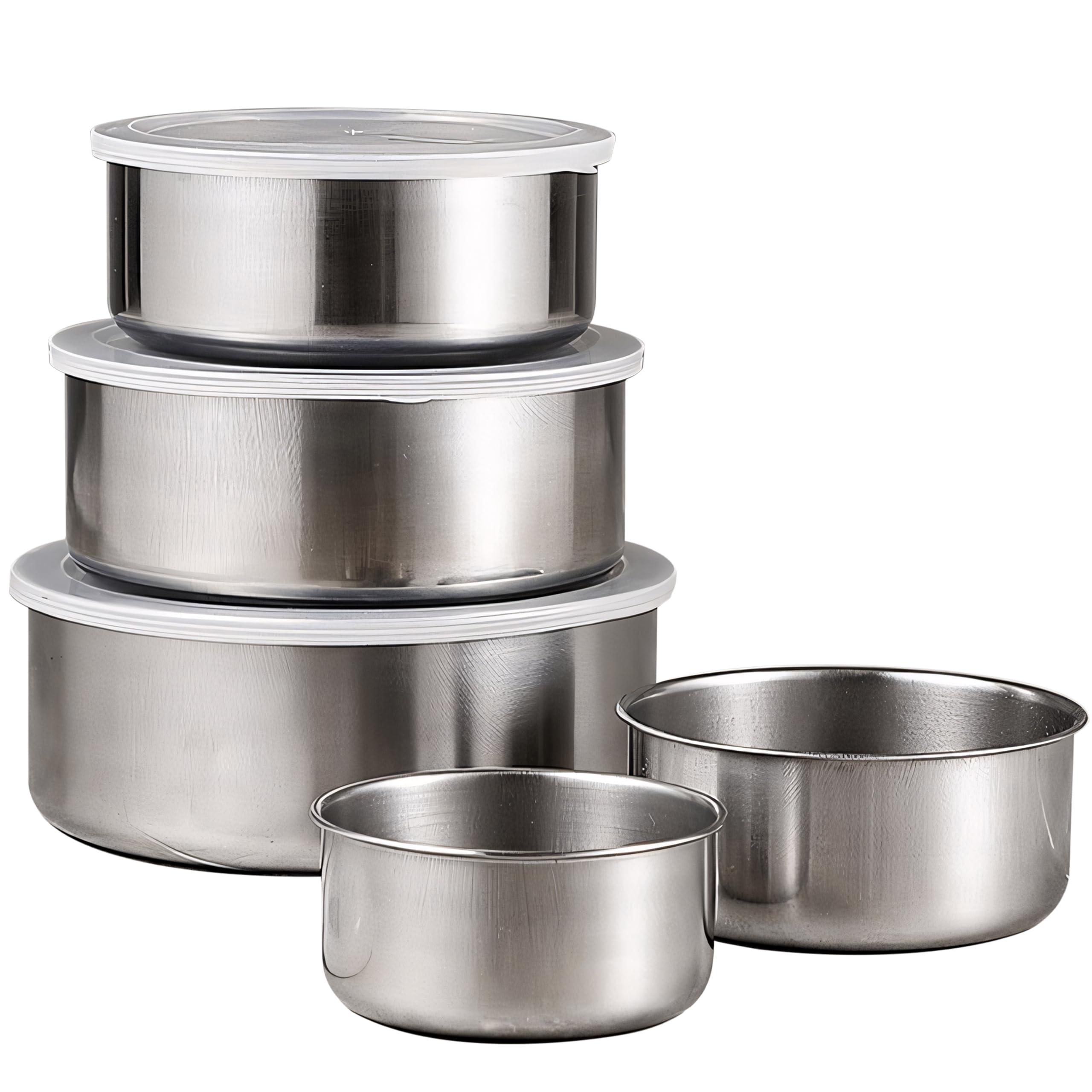 WHYSKO Set di ciotole per la preparazione dei pasti, in acciaio inox, per casa, frigorifero e cucina, ecologiche, riutilizzabili, resistenti (cachi