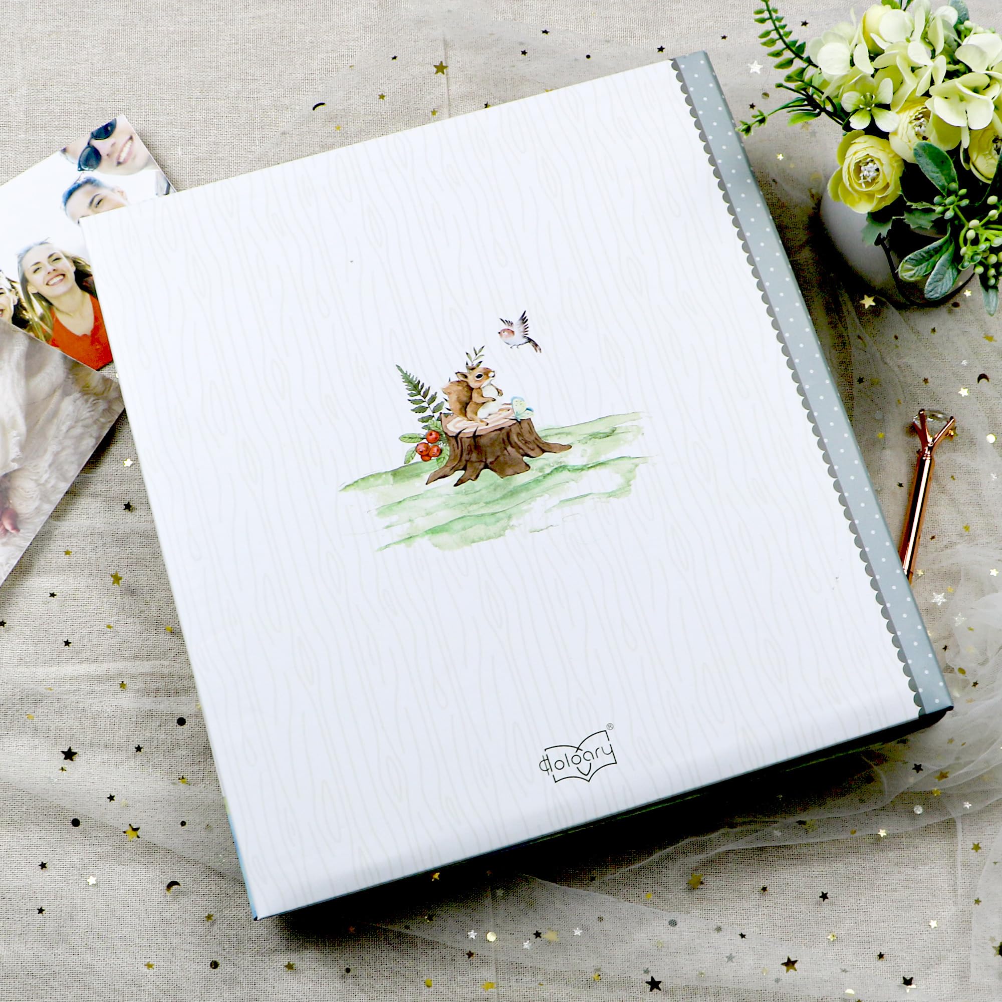 Holoary Album na zdjęcia dla niemowląt, 4 x 15 cm, 500 zdjęć, pamiątka dla noworodka, prezent dla chłopca, dziewczynki i nowych rodziców, zwierzęta leśne, albumy ze zdjęciami dla niemowląt