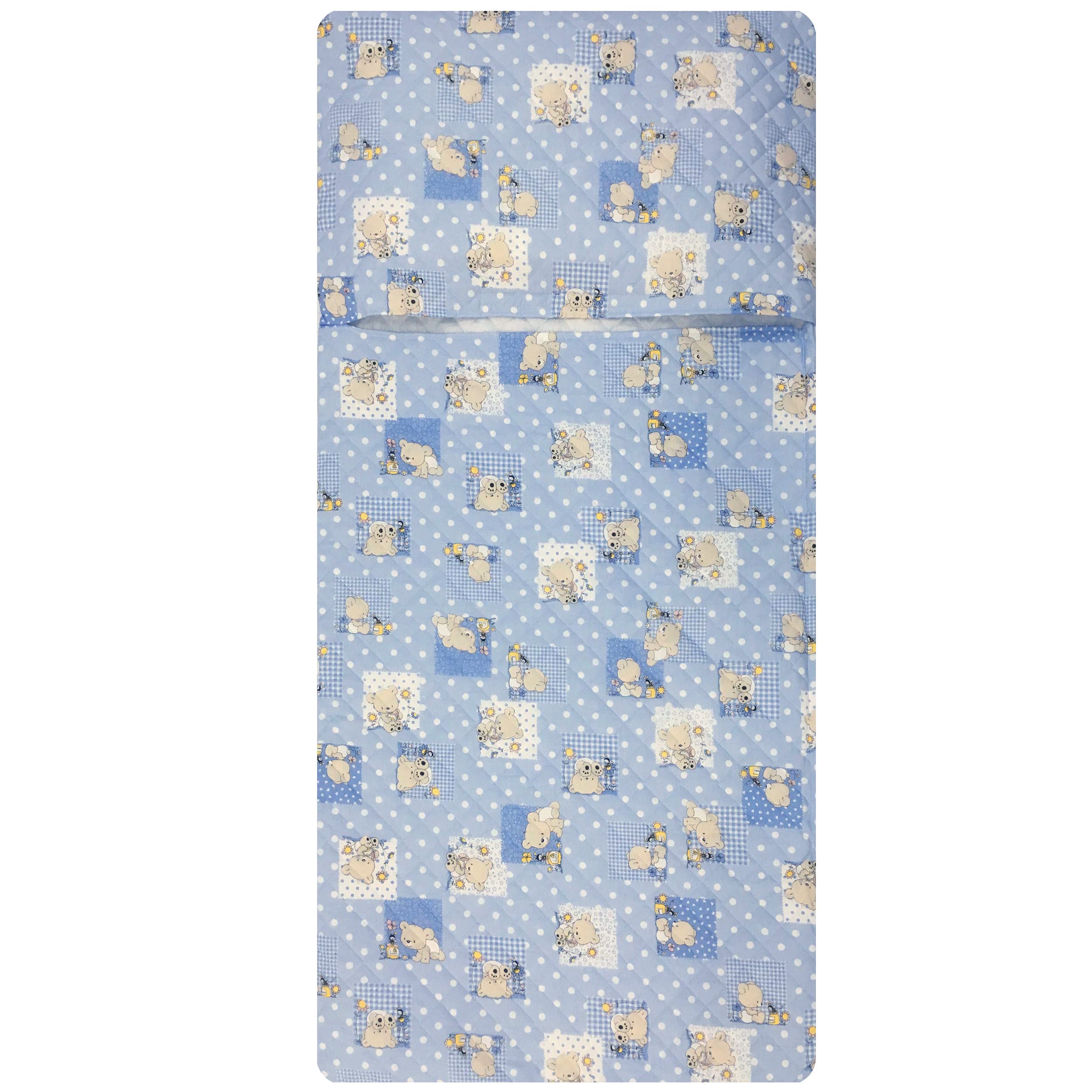 Panini Tessuti Saco de Dormir y Saco de guardería para bebés de 2 a 6 años - Tejido Acolchado 100% algodón, para Dormir en la guardería y en casa - Made in Italy (Saco de Dormir Osos Azules y Abejas