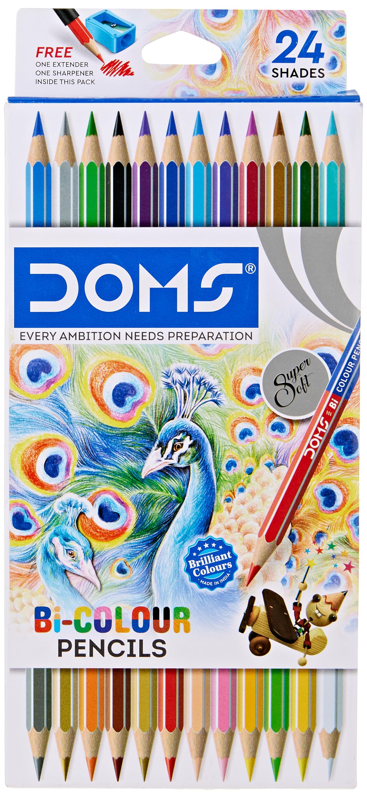 Bi Colours 24 Shades Pencil (12 Nos),Ink Color: Multicolor