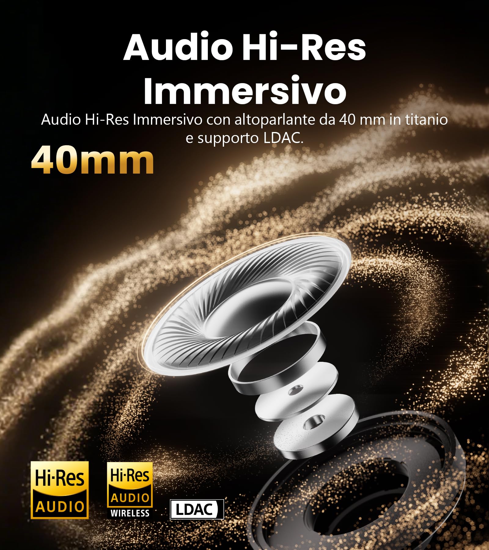 ES850NB Over Ear Headphones 45dB ANC Bluetooth 5.4 - Dettaglio