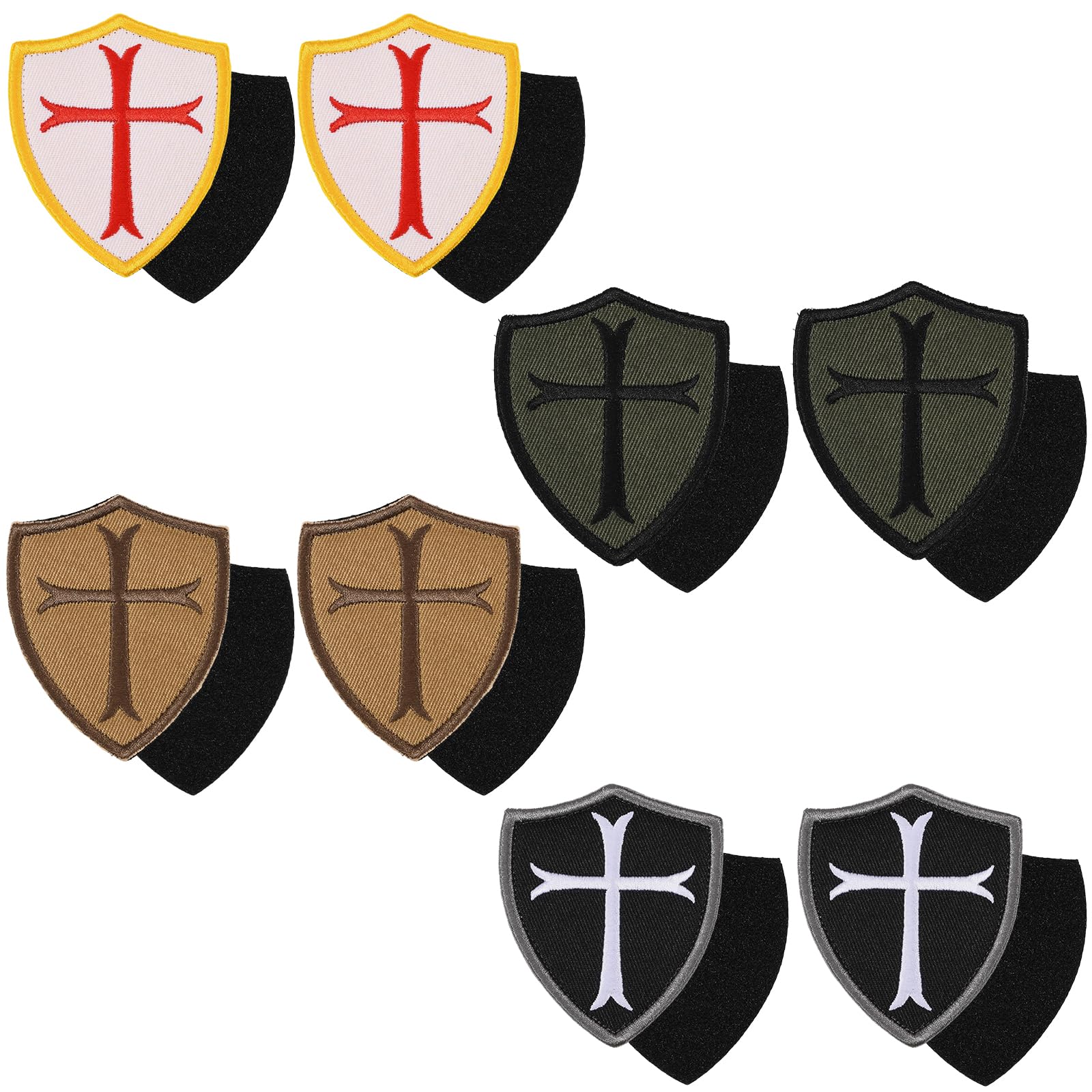8 parches bordados de cruz templaria con cierre de para mochilas tácticas, ropa DIY, chalecos, sombreros y accesorios para exteriores