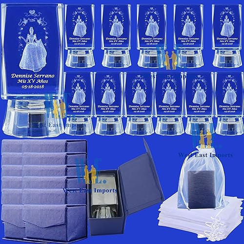 Miniatura 8 de Princesa Quinceañera - Recuerdo de fiesta de 12 piezas 3D de princesa quinceañera, grabado láser, cumpleaños, Mis XV Años, Mis 15 años, Sweet 15 y