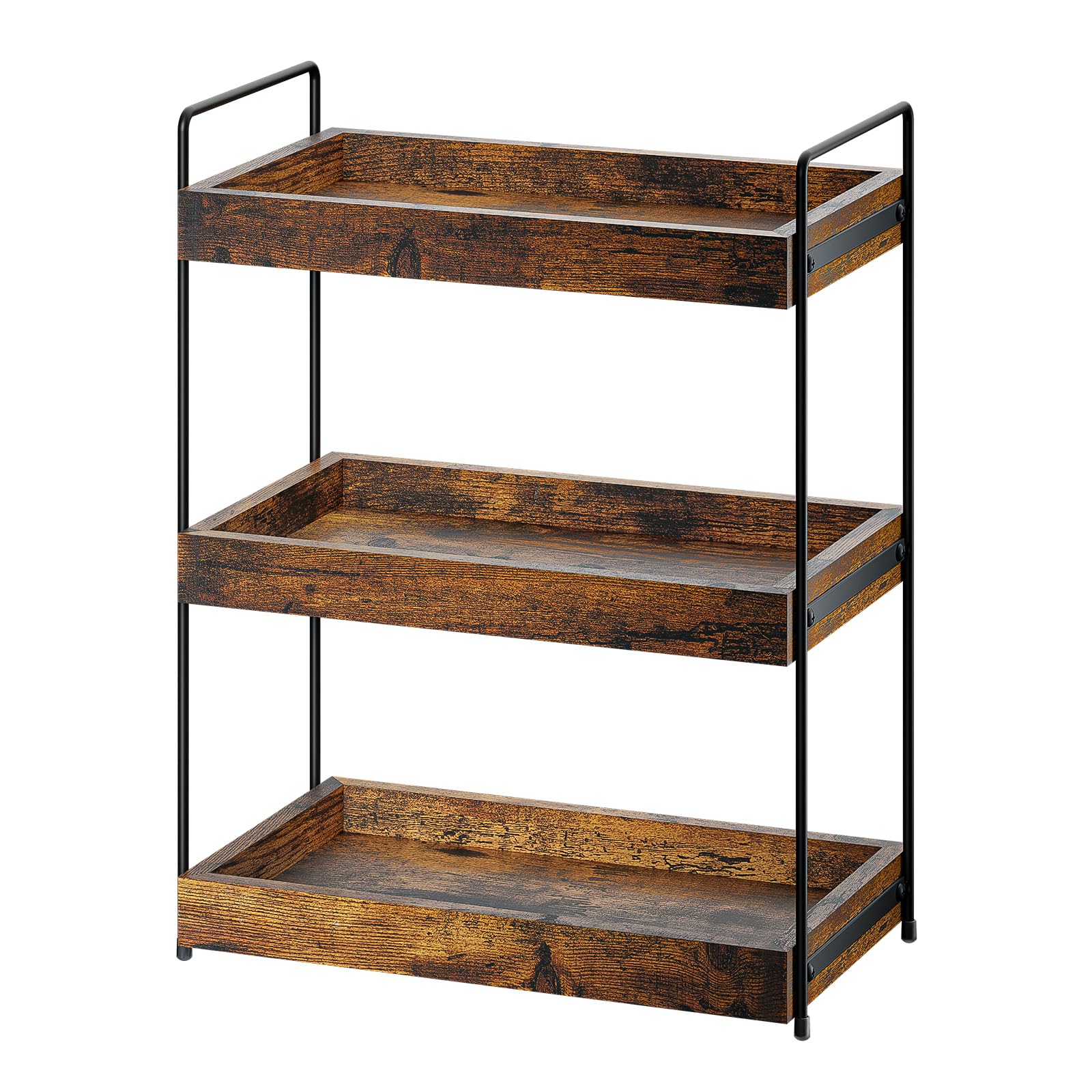 Étagère à épices amovible à 3 étages - Étagère de douche moderne - Plan de travail pratique en bois pour salle de bain - Organiseur de rangement multifonction - Étagère sous meuble - Étagère d'évier