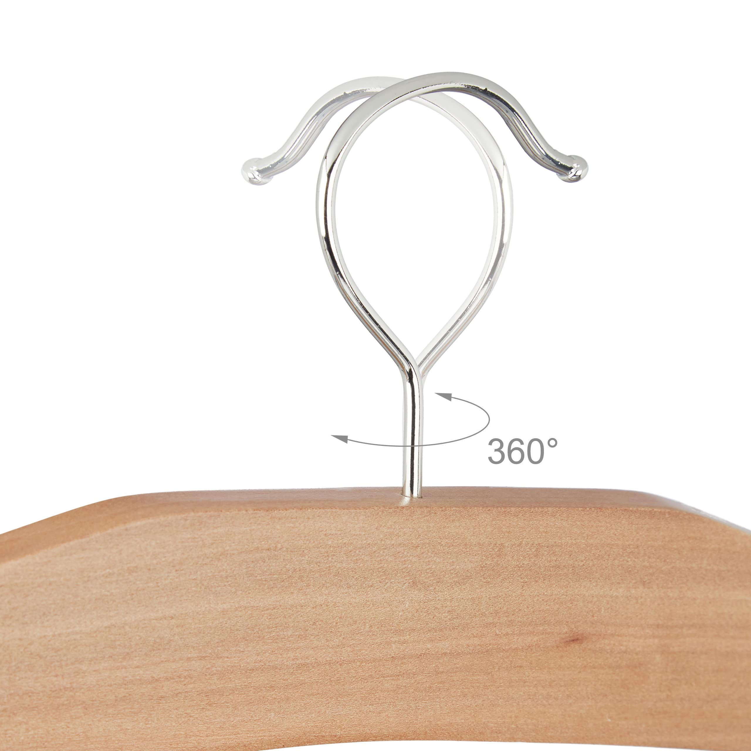 Relaxdays Rockbügel, 5er Set, Hosenbügel Holz, silber/natur | Kleiderbügel rutschfest, HBT 45,5x39x2,5 cm
