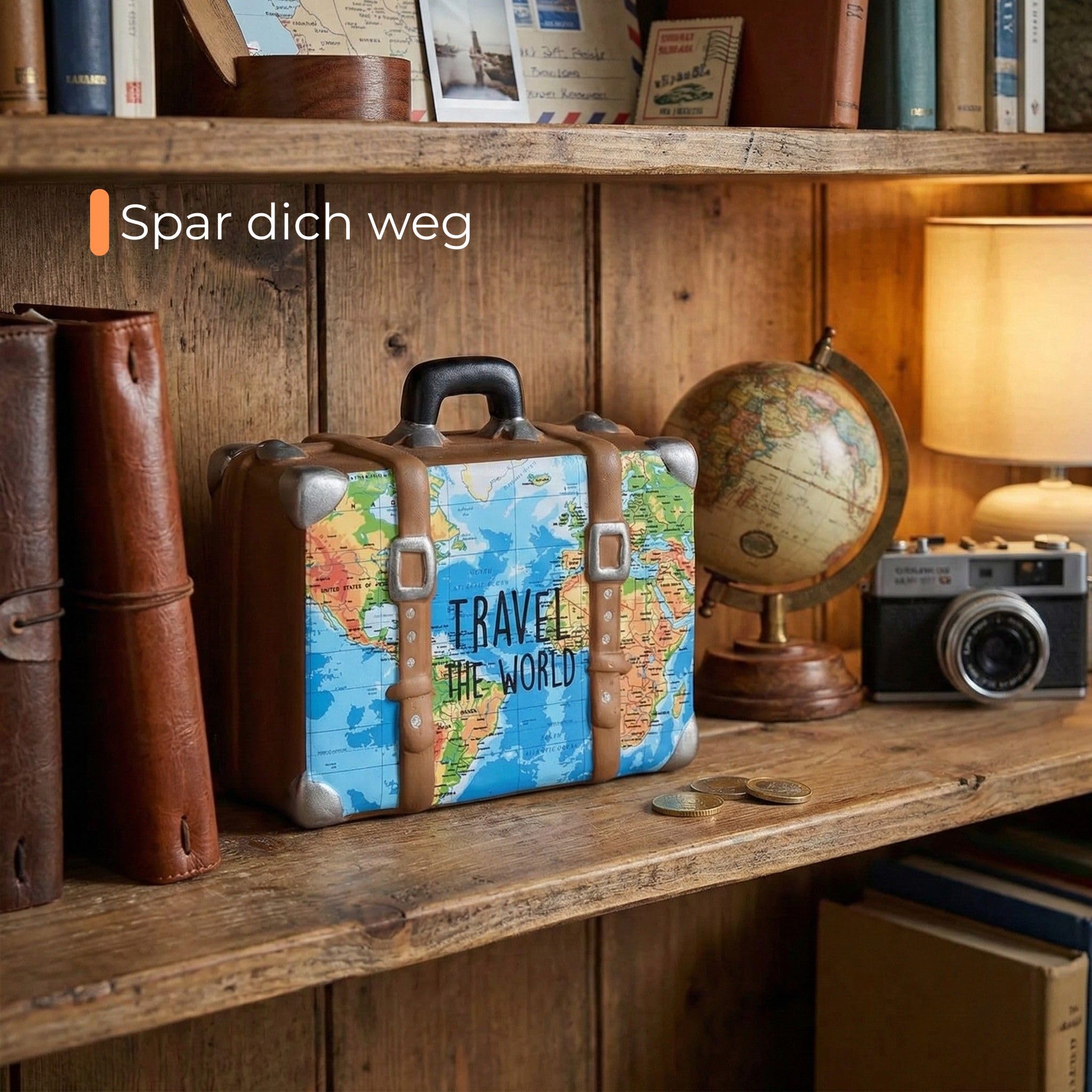 Lustiges SPARFUCHS Sparschwein orange - große 15 cm Keramik Spardose