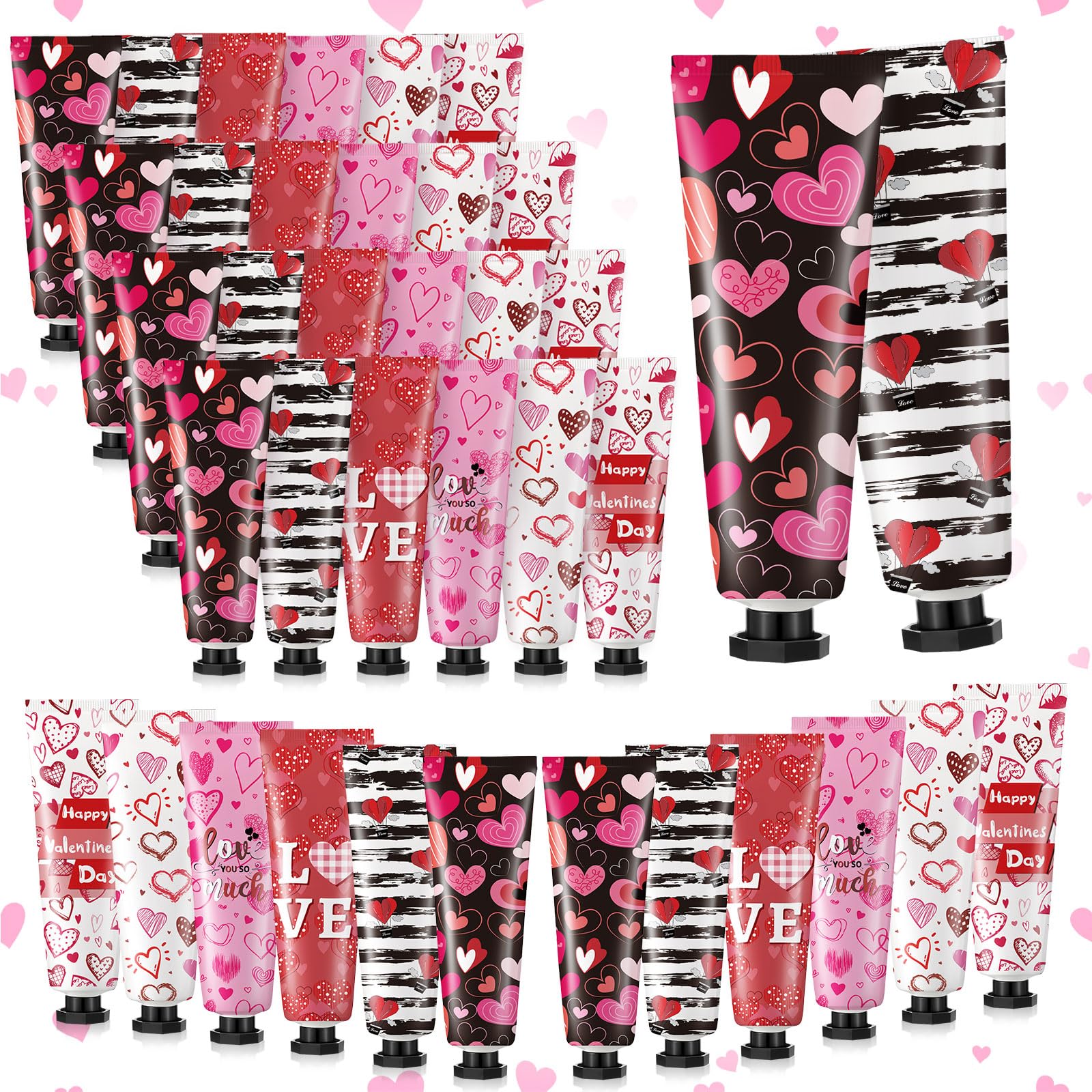 36 Pcs Valentine's Day Hand Cream Gift Bulk Valentine Gift Basket Stuffers Love Heart Moisturizing Galentine's Hand Lotion Bulk Small Dry Cracked Care