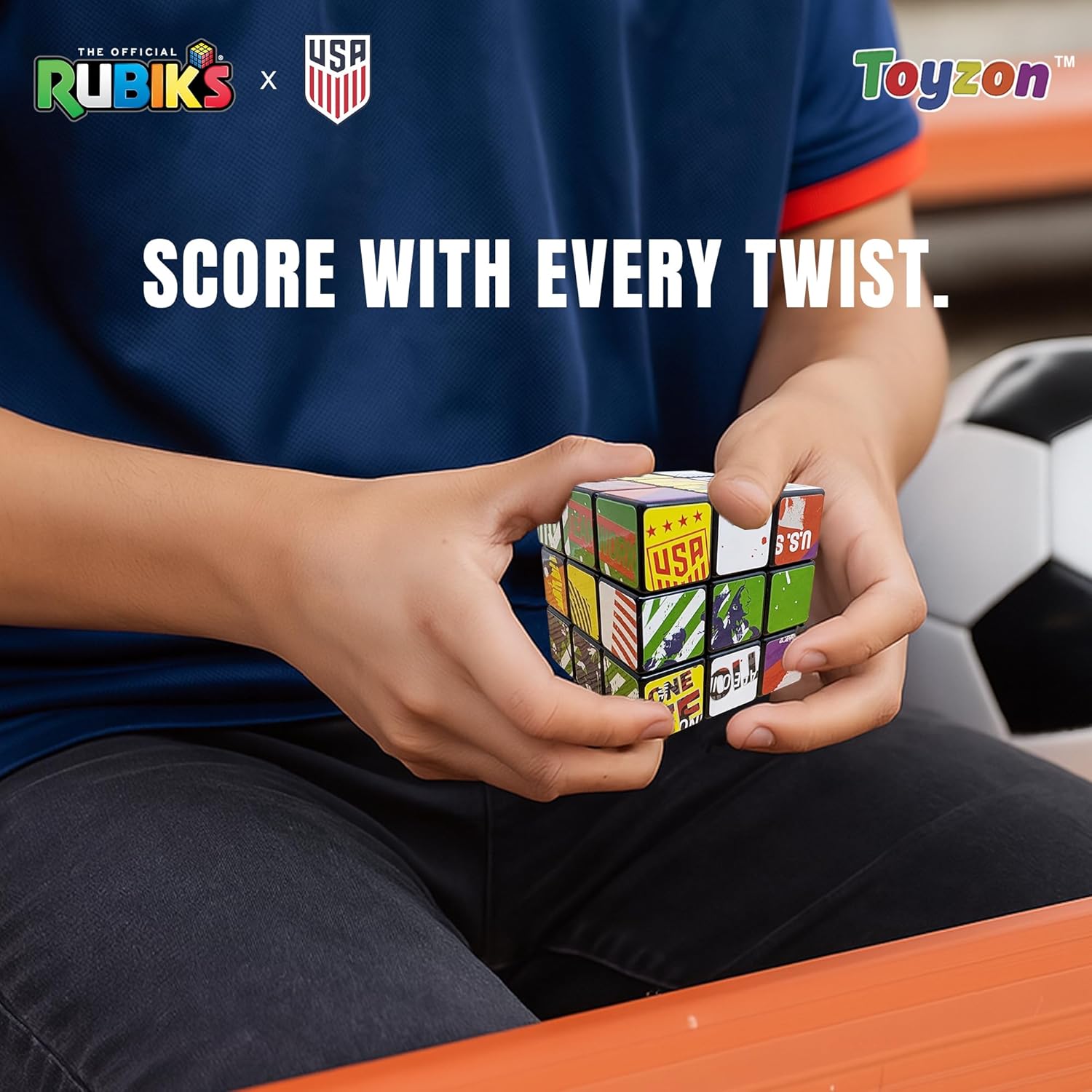 Compatible with Rubik’s Cube- U.S. Soccer Themed Rubik's Cube 3x3 Rubiks Cube Speed Cube 3x3 Featuring Team USA World Cup Graphics, U.S. National Team and World Cup-for Soccer Fans & Collectors