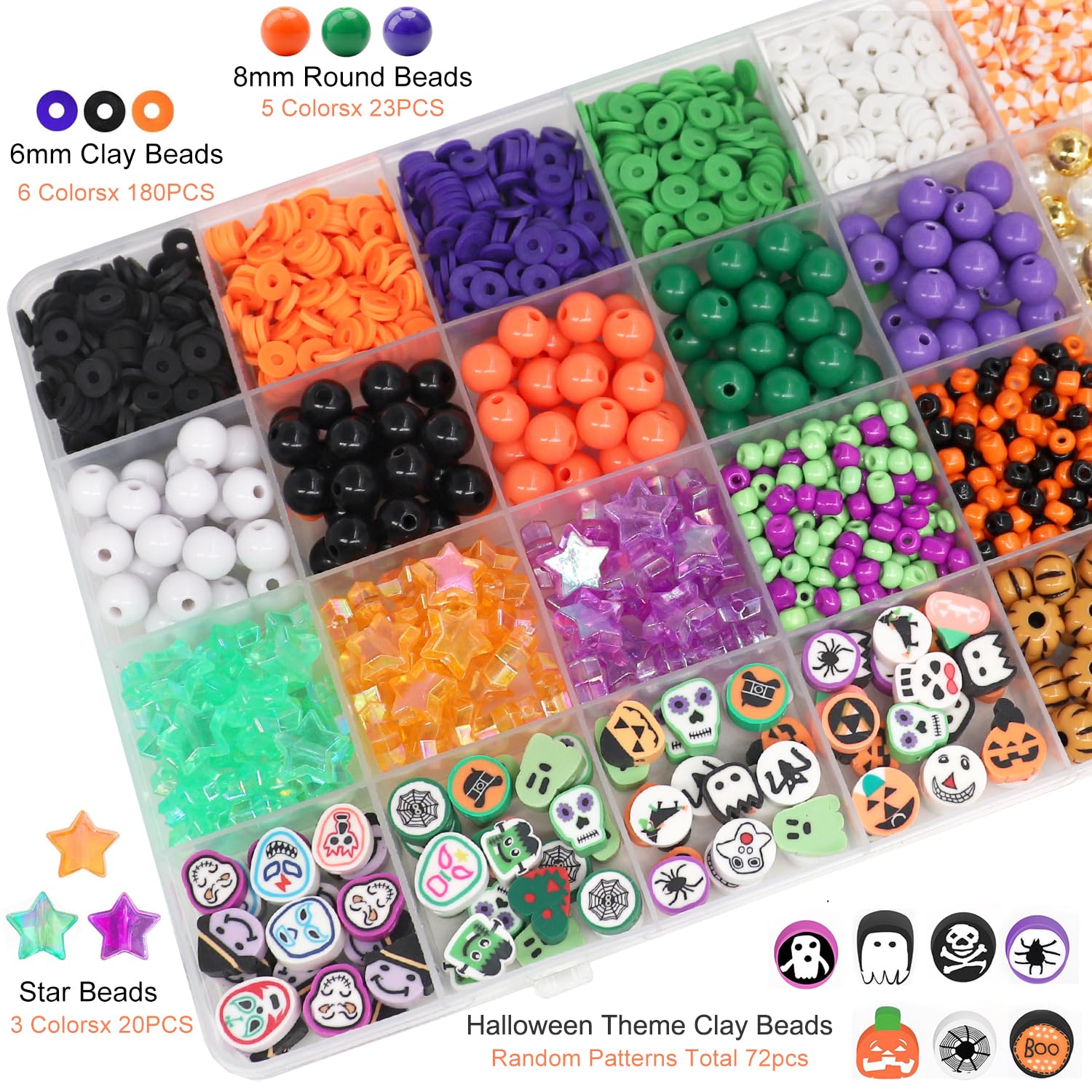 Kit De Perles Halloween Baoximong - Bracelets Avec Breloques Citrouille, Fantôme, Lune - Loisir Créatif Enfant