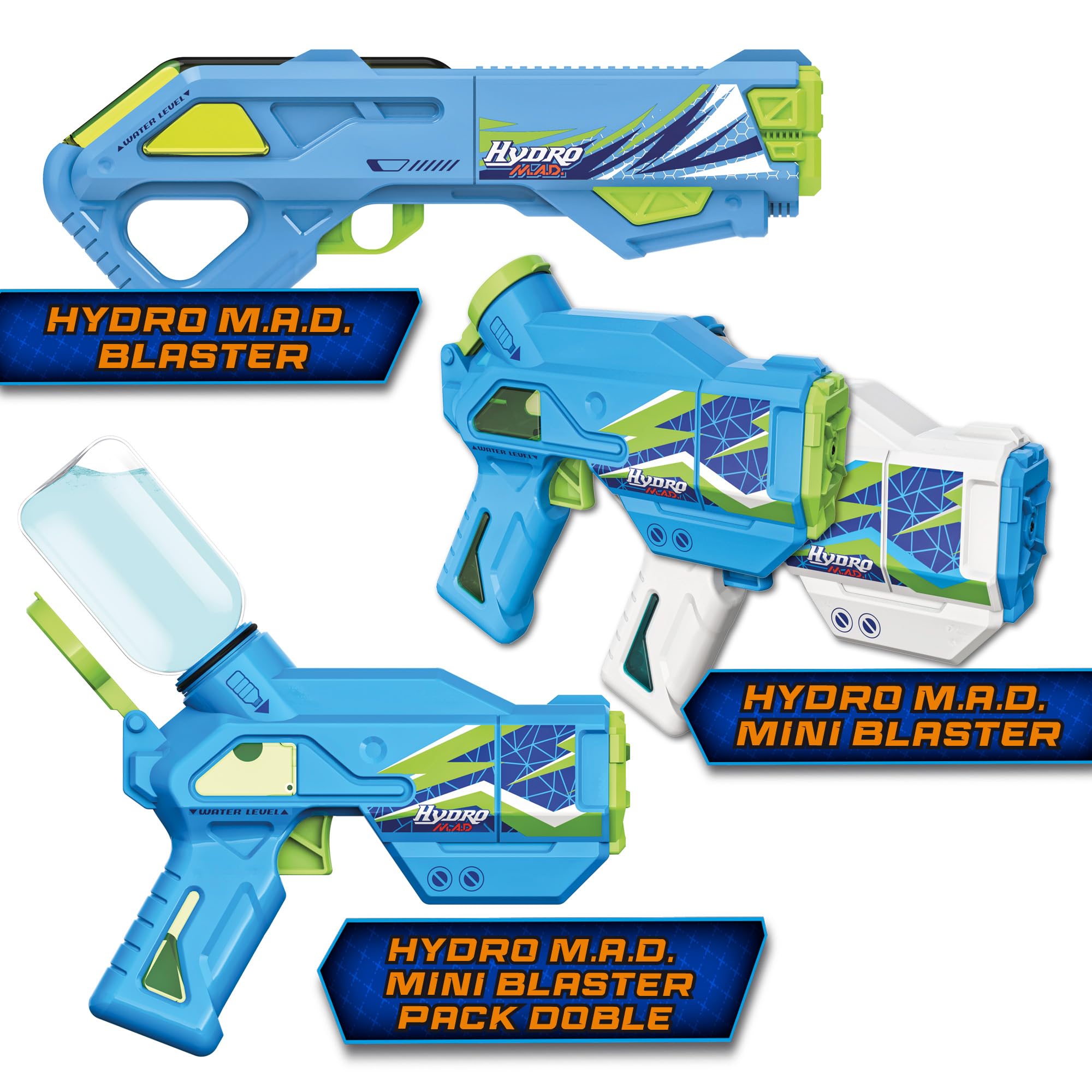 Bizak Hydro M.A.D. Mini elektroniczny blaster, pistolet na wodę z zasięgiem do 5 m, zabawka do zabawy na świeżym powietrzu, dla chłopców i dziewcząt w wieku 8 lat, (62001153)