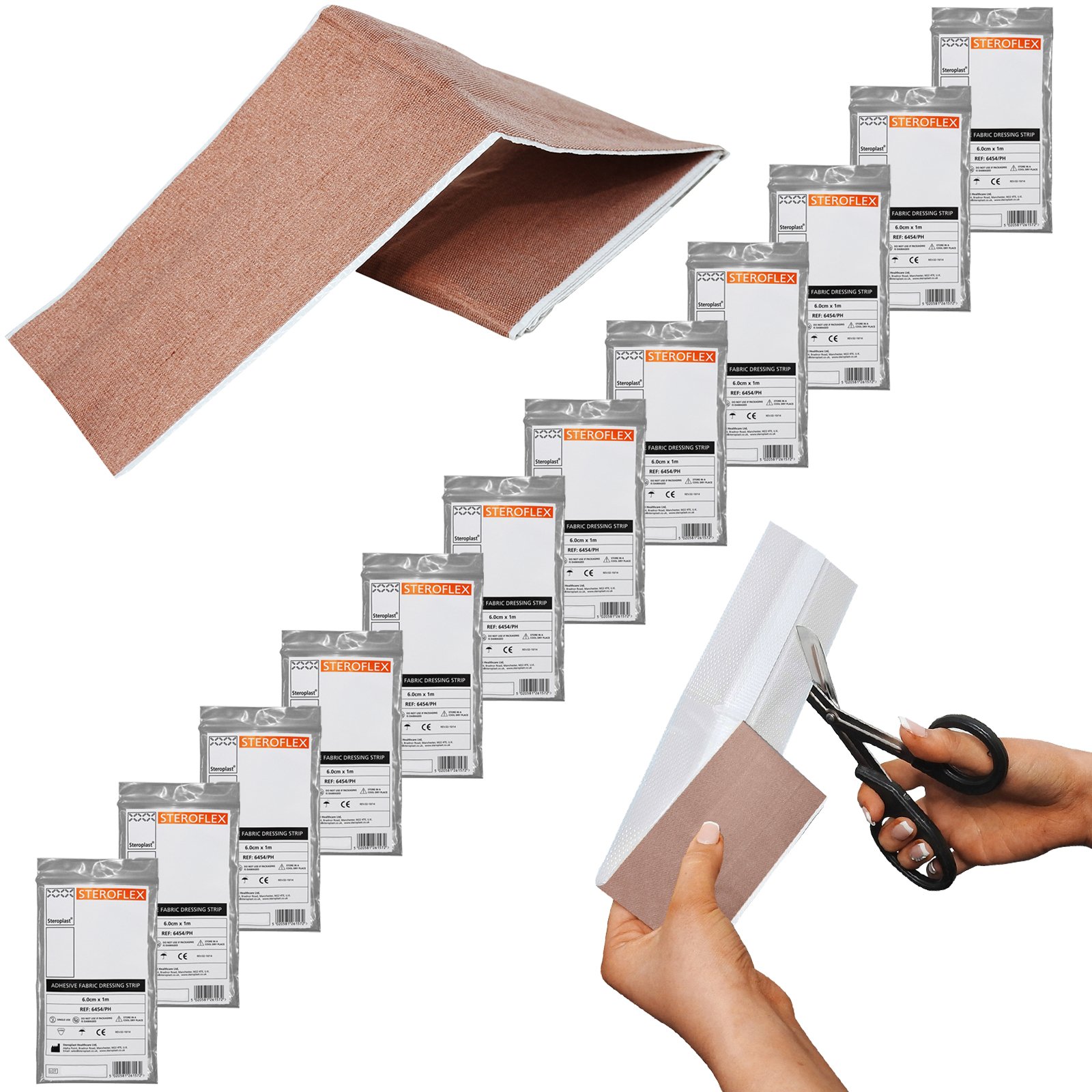 Steroplast Steroflex 6cm Cut to Shape First Aid Stretch Plaster Strip, 12 Pack