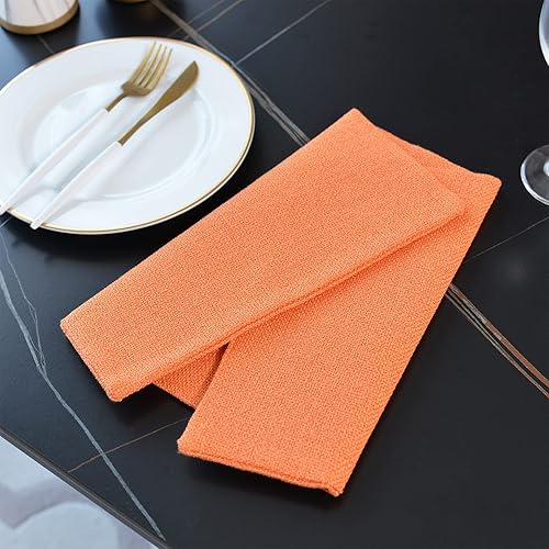 Miniatura 5 de 4 alfombrillas de lino sintético suave de 12 x 18 pulgadas, resistentes al calor, para mesa de comedor, cocina, 12 x 18 pulgadas, color naranja