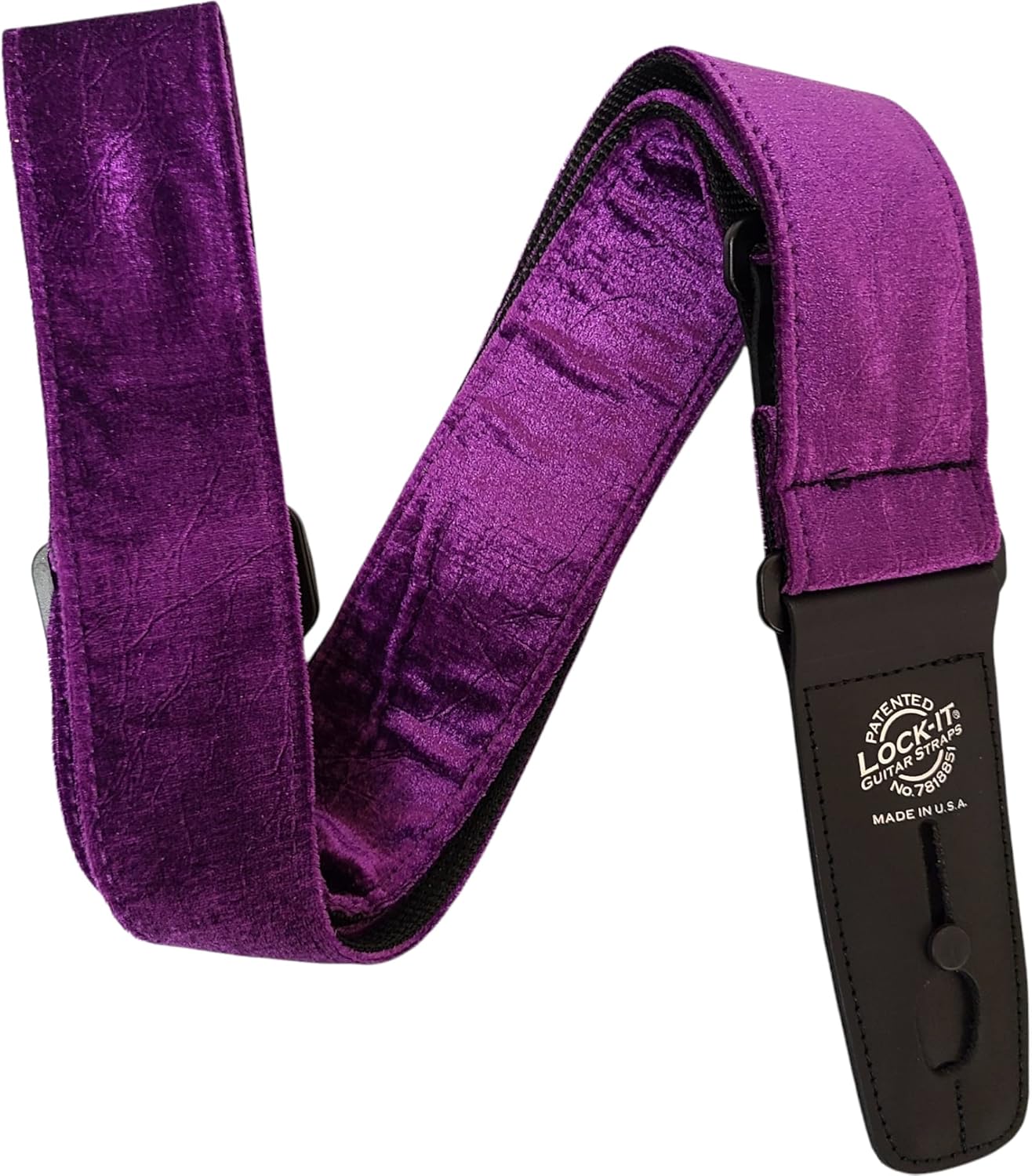 Lock It LIS021CV2PRP Professional 2" Crushed Velvet Strap with Locking Ends, Purple