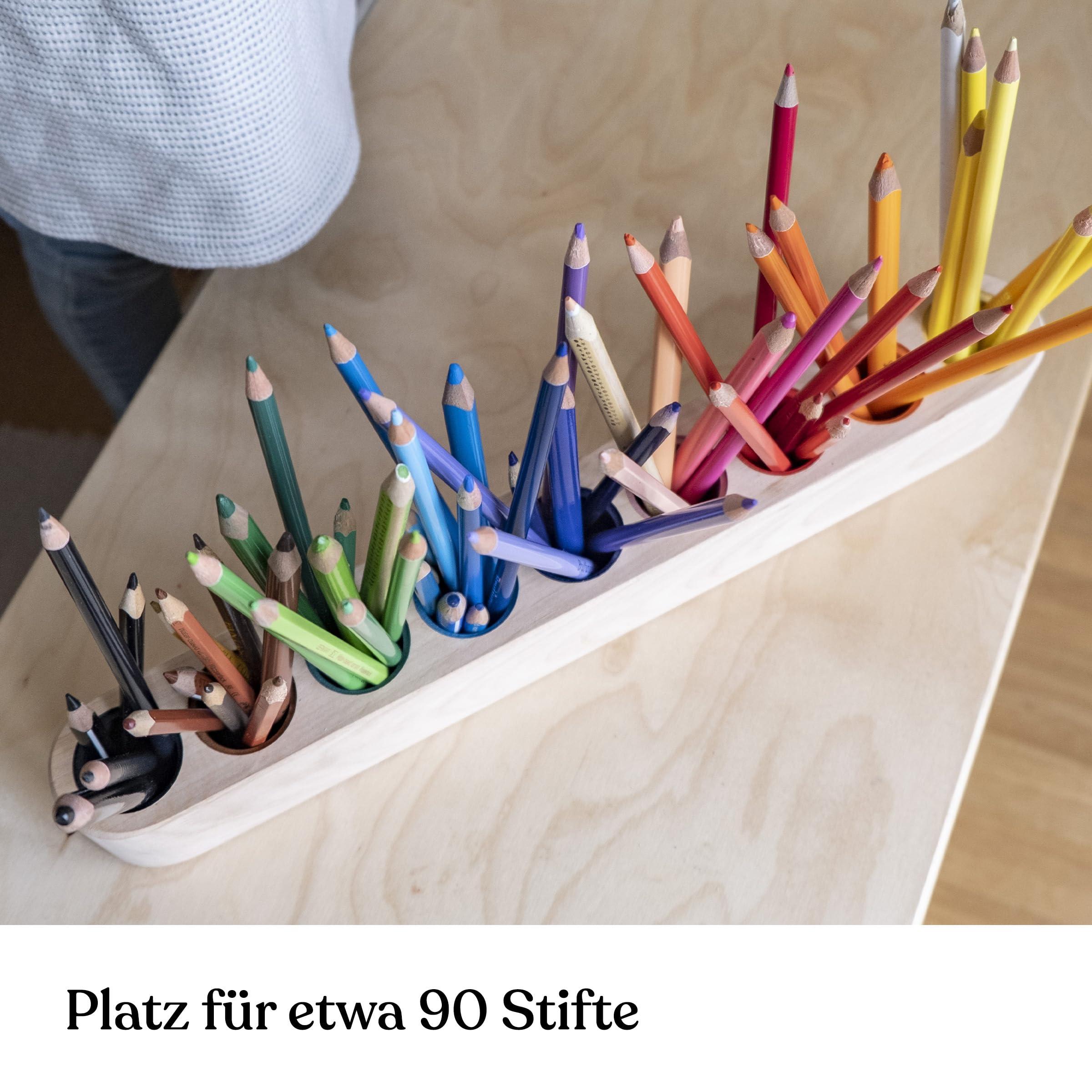 Ehrenkind® Buntstifthalter aus Massivholz FSC® zertifiziert nach Montessori | Schreibtisch Organizer | Stiftehalter Schreibtisch Kinder | Stiftehalter Holz | Stifte Organizer