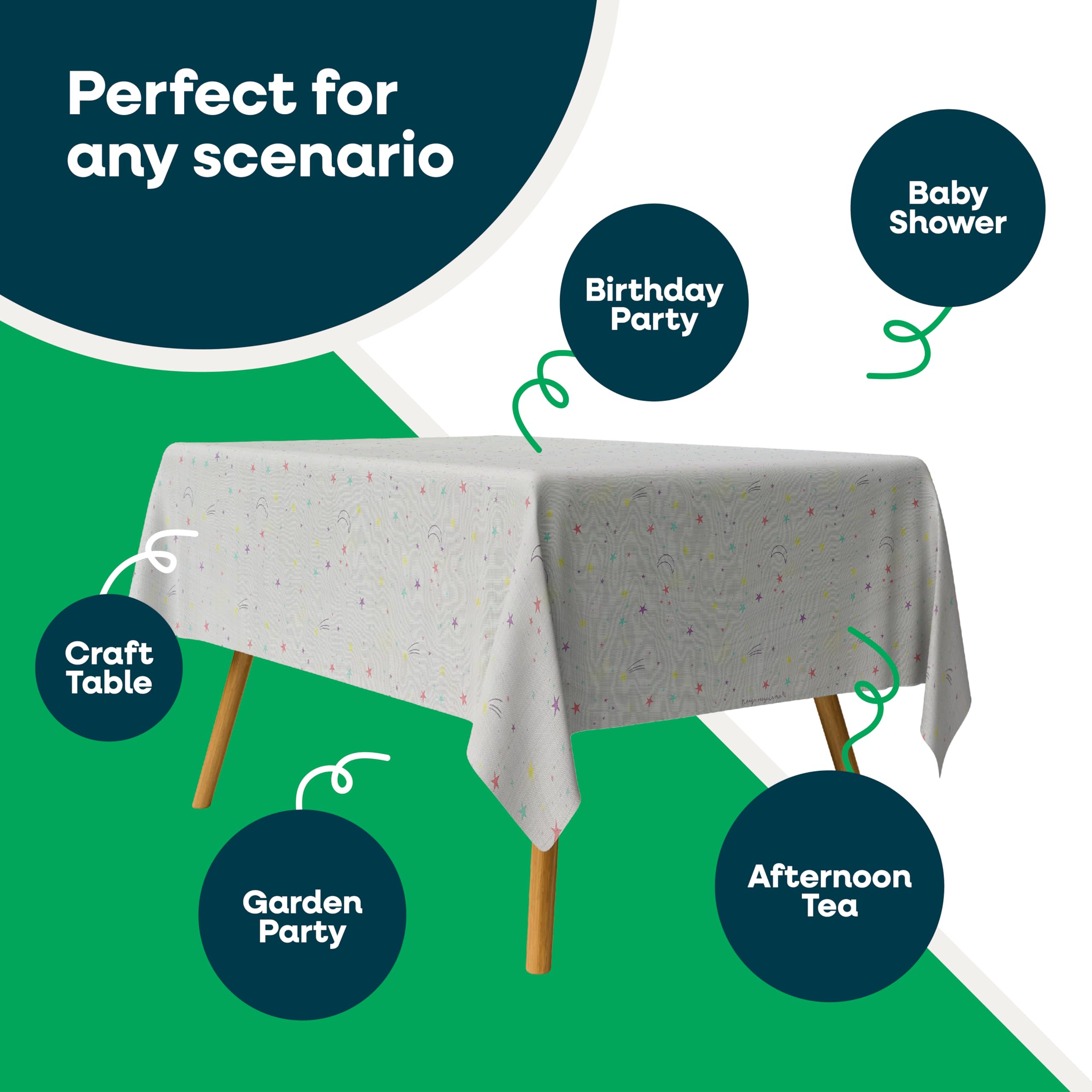 Totely Stars & Moons Table Cover Pack of 3-180cm Recyclable Paper Tablecloths for Parties Events and Birthdays - Image 4