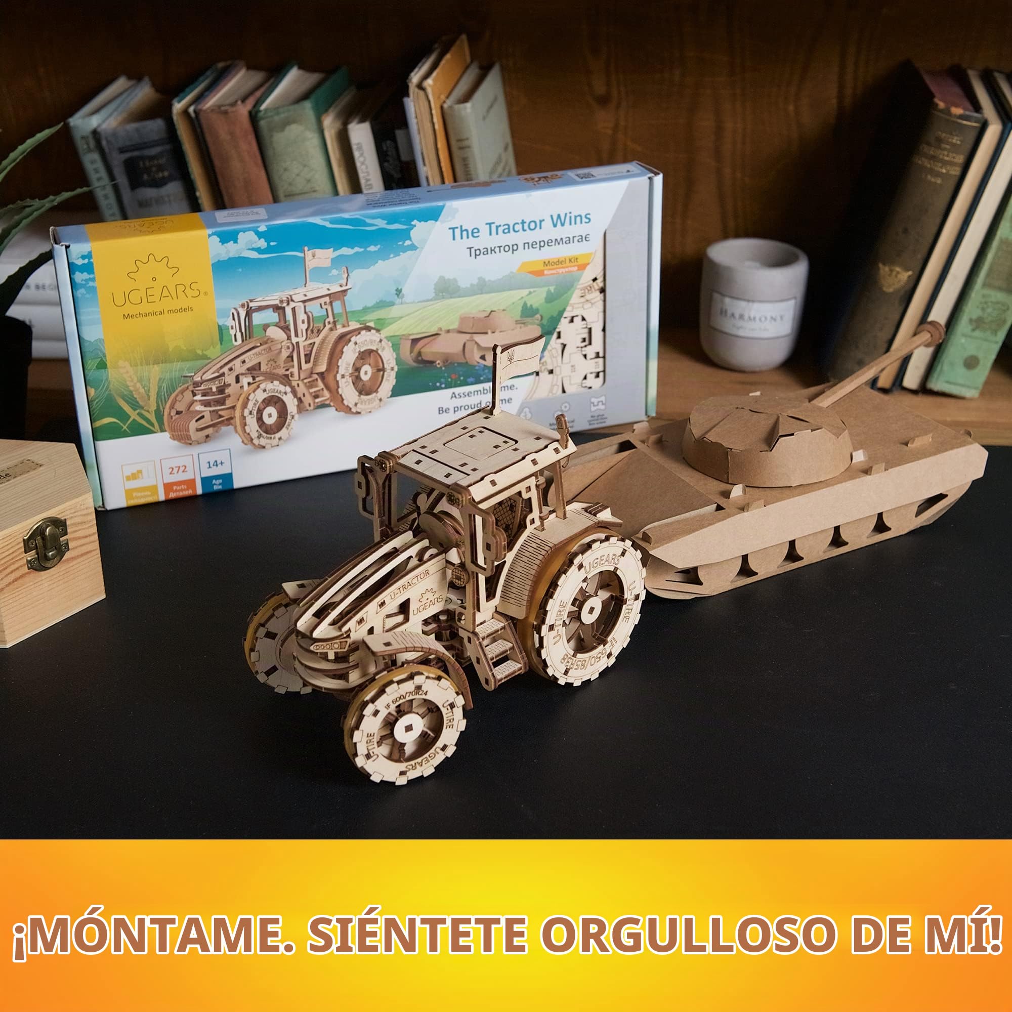 UGEARS Puzzle 3D El Tractor GANA - Maqueta para Construir para Adultos de Tractor de Madera Potente con depósito de Papel Plegable - Maquetas de Madera y Puzzles 3D – DIY Maquetas para Montar