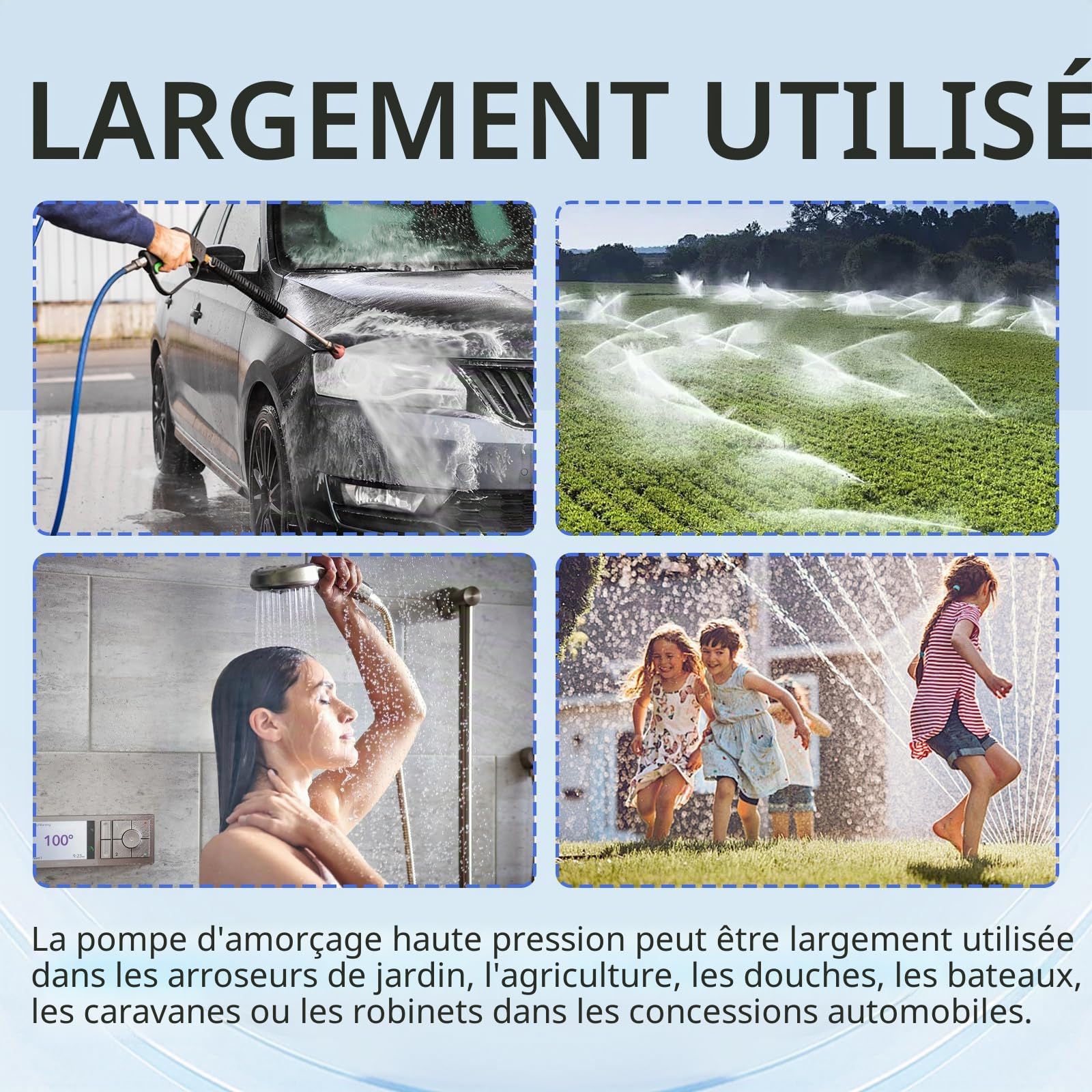 Pompe à eau 12V auto-amorçante, haute pression automatique avec pressostat pompe de camping 60W 4,5 L/min, pompe à membrane pour nettoyage de voiture bateau jardin irrigation camping-car caravane