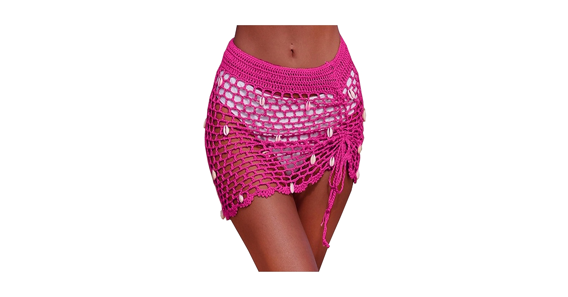 Women's Pure hand Crochet Hollow Out Shell Khaki Swimwear