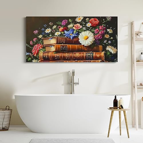 Miniatura 5 de 70s 80s Retro Books Wall Art Prints,48x24 Inch,Garden Rose Daisy Retro Floral Posters Prints for Teens Adults,Botanical Flowers Vintage Romantic