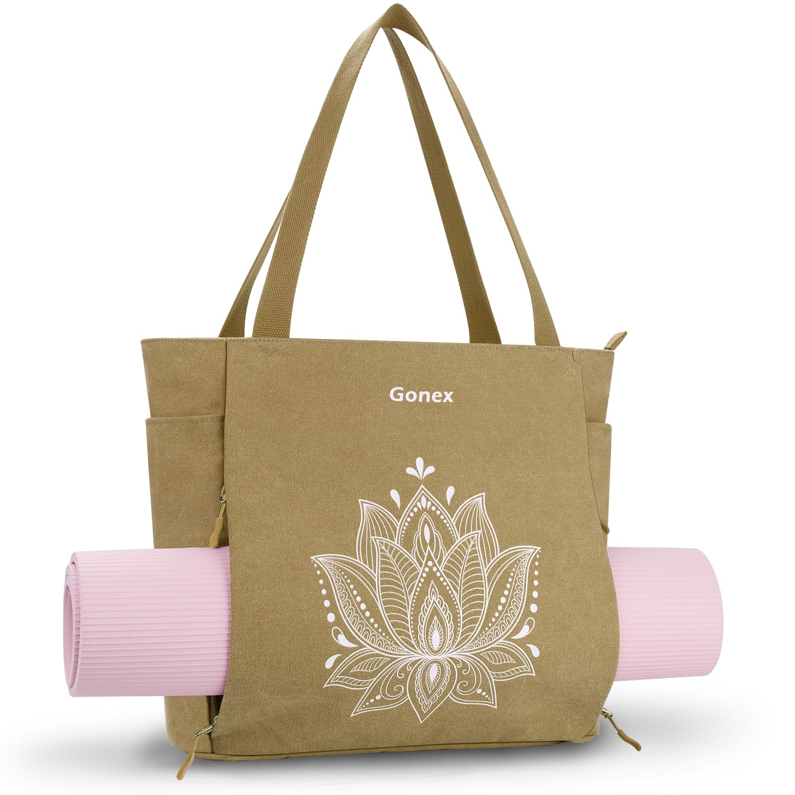 Gonex Yoga Mat Bag for Women with Zipper Mat Carrier Canvas Gym Tote