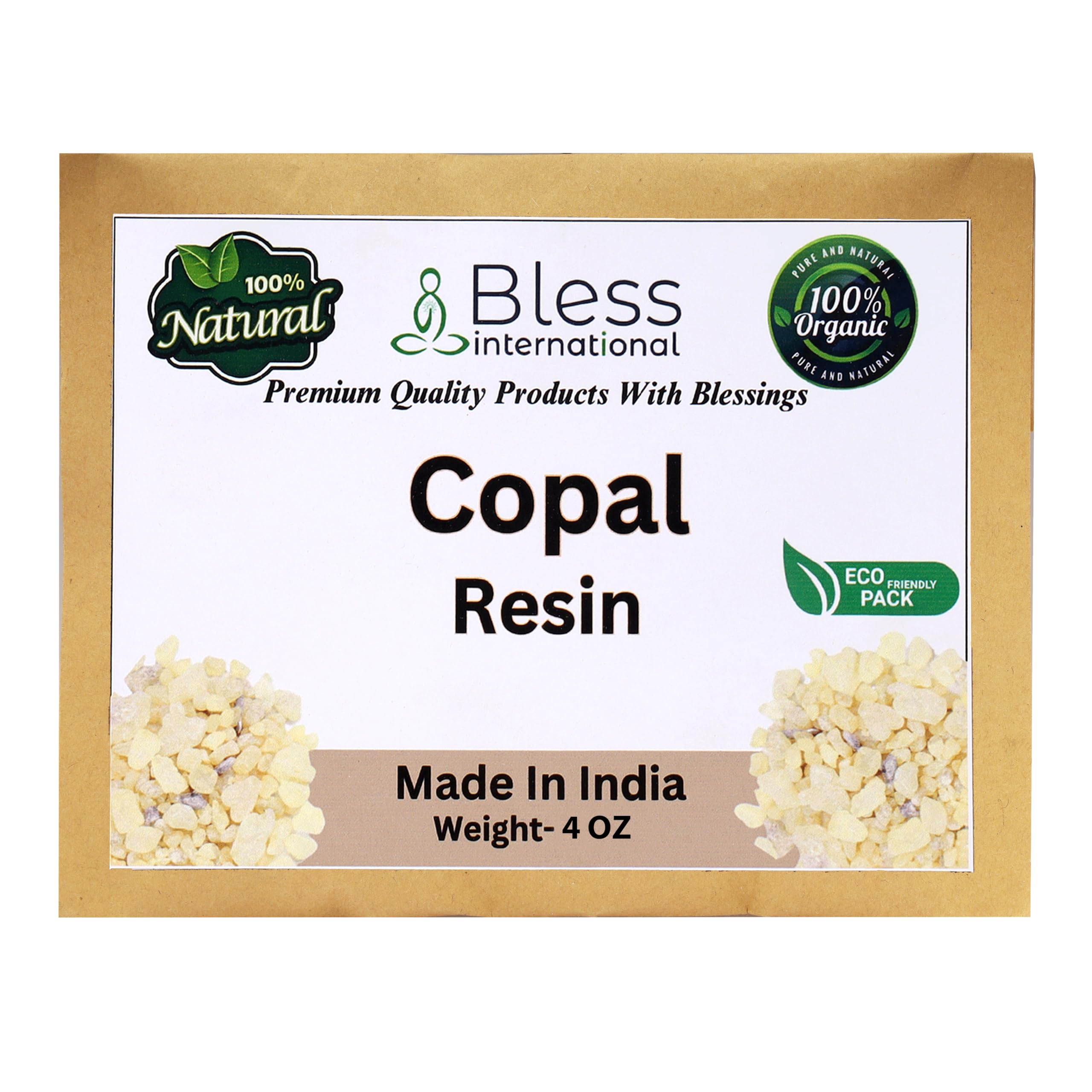 Bless International Premium Grade A Indian White Copal Resin Dammar 100% Pure Natural Organic Blanco Tree Sap Gum Incense Sacred Aroma for Meditation Cleansing Wellness 0.25Lb-113.3-Grams-4-Ounce