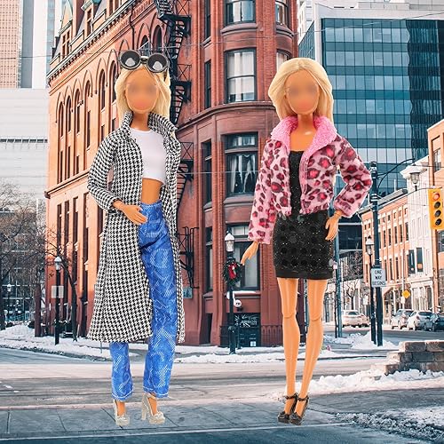 Miniatura 6 de ENOCHT 5 juegos de ropa de muñeca incluye chaquetas, ropa casual, tops y pantalones, 2 gafas, 5 tenis, 5 zapatos para muñecas de 11.5 pulgadas, ropa