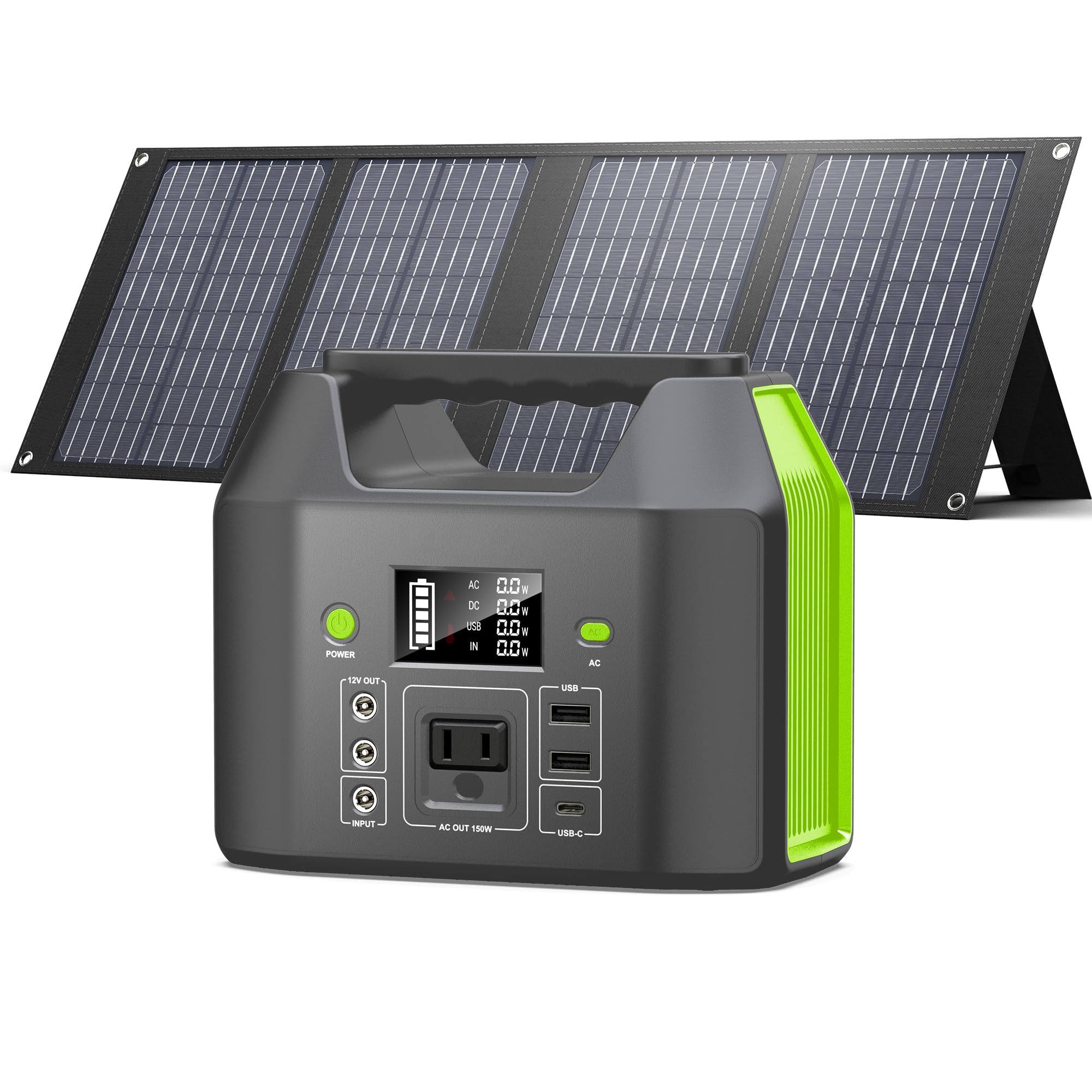 150W Portable Power Station with 40W Solar Panel SinKeu 122 8Wh 38400mAh Solar Generator LiFePO4 Battery for Outdoor