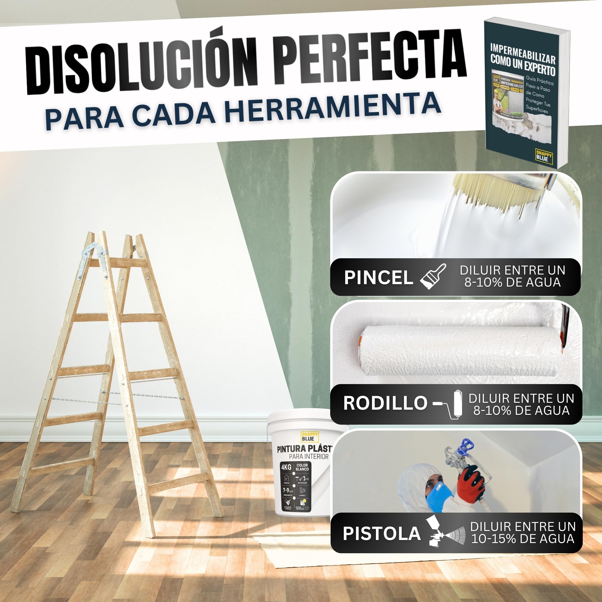 [4L] Pintura Blanca Interior Lavable de aspecto Mate, Pintura Plastica Blanca Interior para Múltiples Superficies con Alta Transpirabilidad, Pintura Pared (4L)