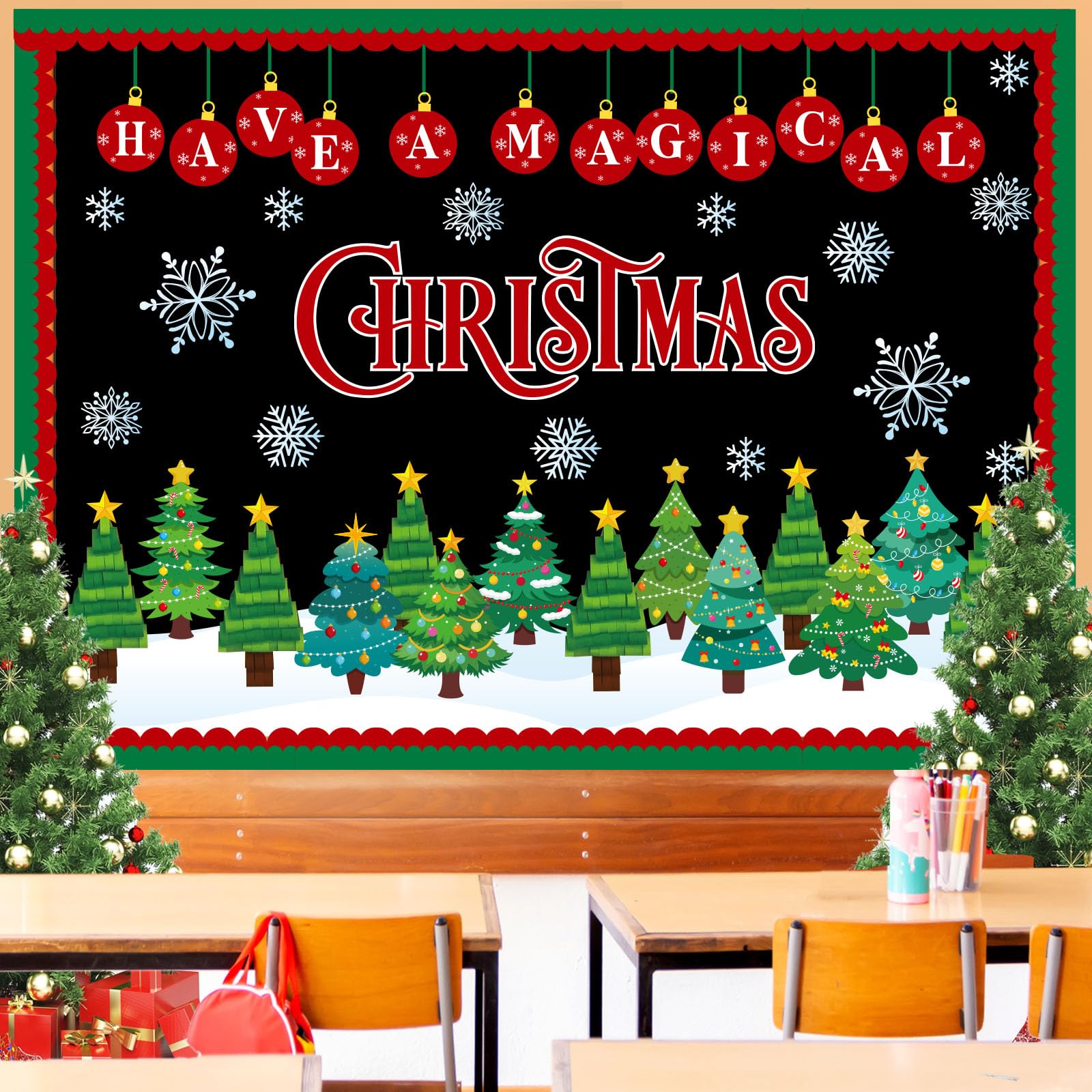 Décoration de tableau d'affichage de Noël 3D en papier durable