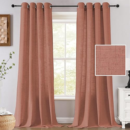 Miniatura 13 de H.VERSAILTEX Cortinas de Lino de 84 Pulgadas de Largo para Sala de Estar, Juego de 2 Paneles, Neutral, Moderno Estilo Casa de Campo, Privacidad de