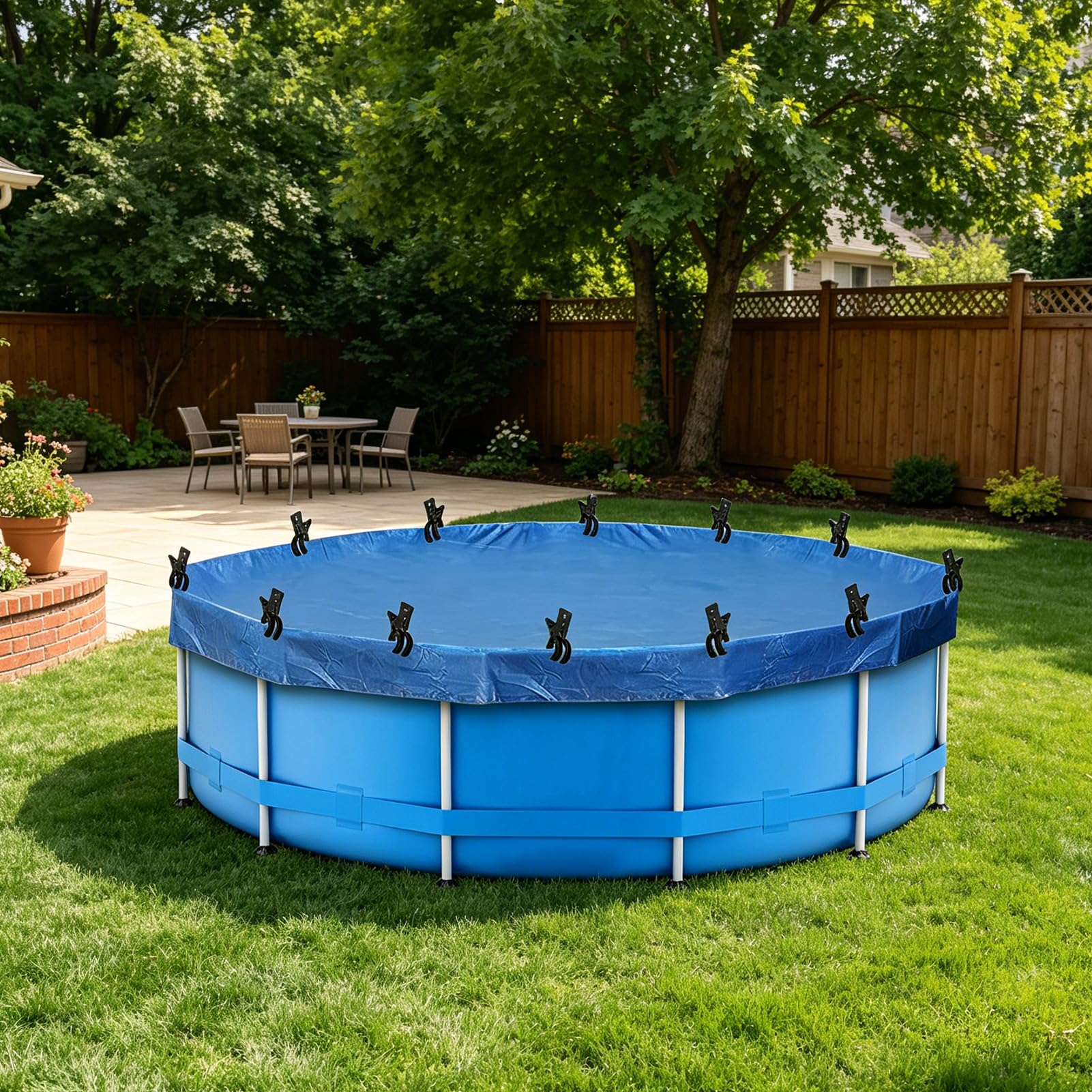 Klammern für Poolabdeckung,20 Stück Kunststoff Pools Federzwingen mit Schutzfolie，Poolabdeckung Befestigungsklammern Hoher Spannkraft,Planenclips für Oberirdische Pools Gewächshaus Sonnensegel (D)